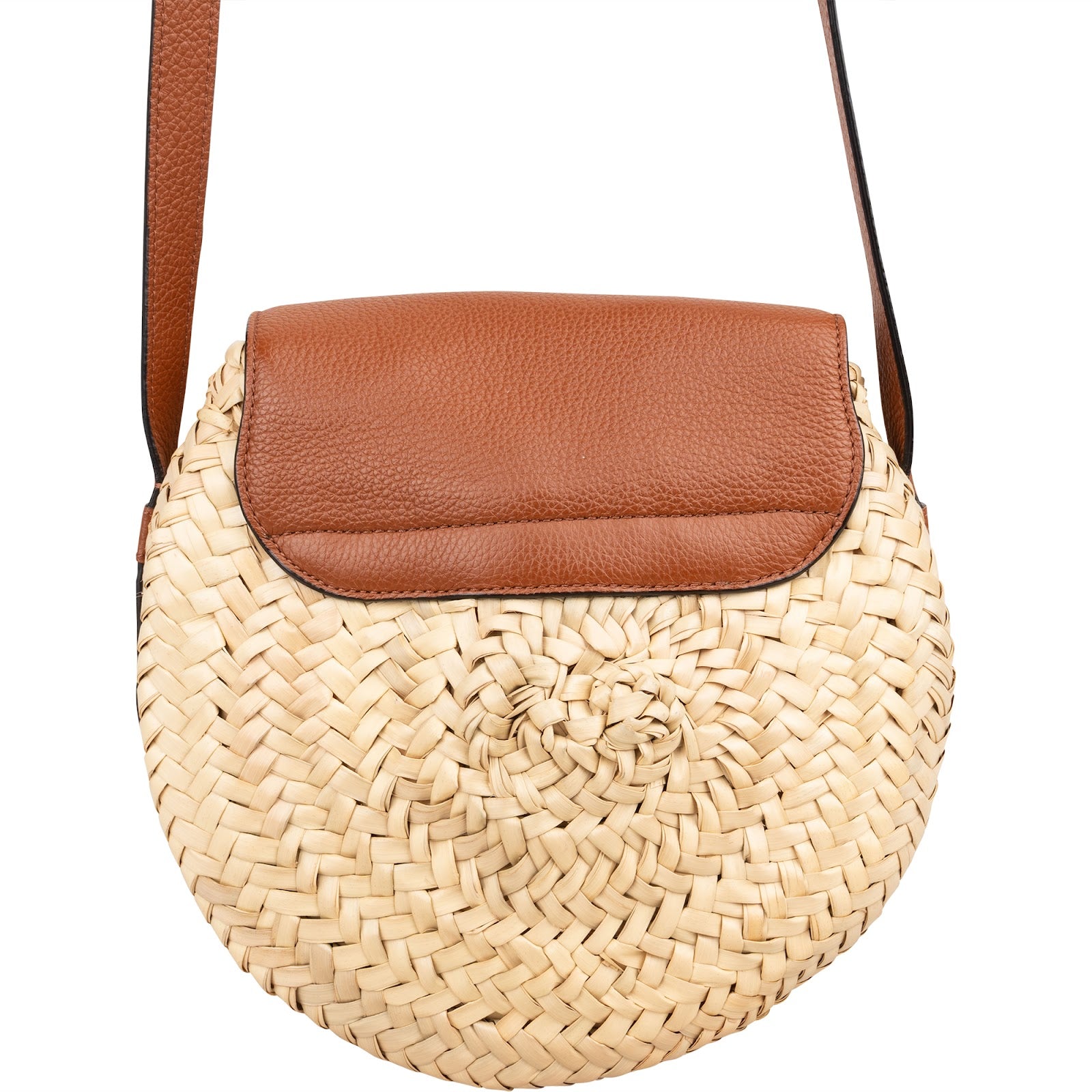 Chloé Grained Calfskin Raffia Marcie Saddle Crossbody Bag