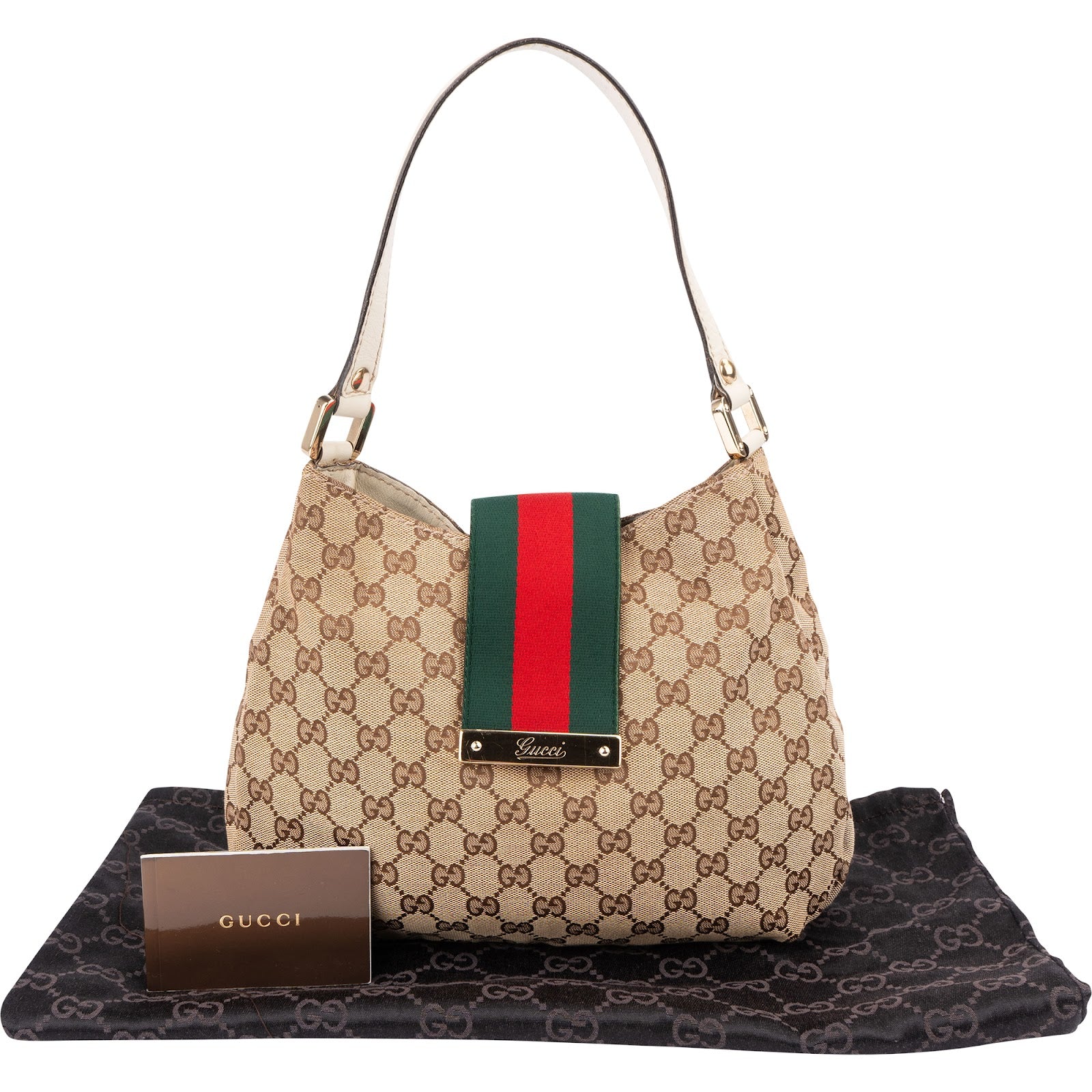 GUCCI – Monogram GG Web Hobo-schoudertas