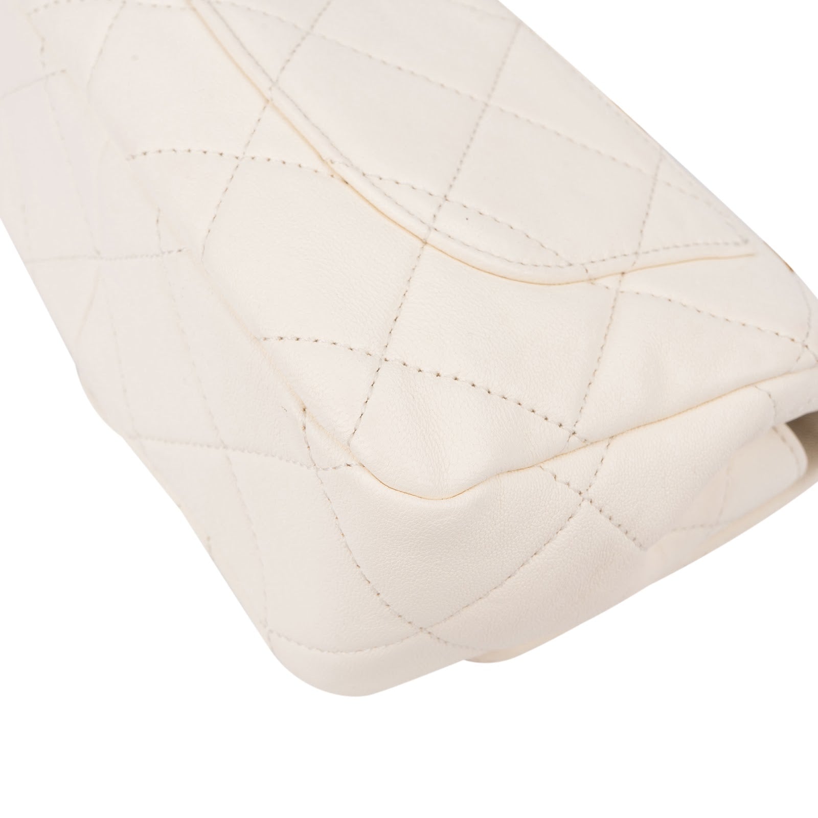 Chanel White Quilted Lambskin Mini Rectangular Flap Top Handle Crossbody Bag