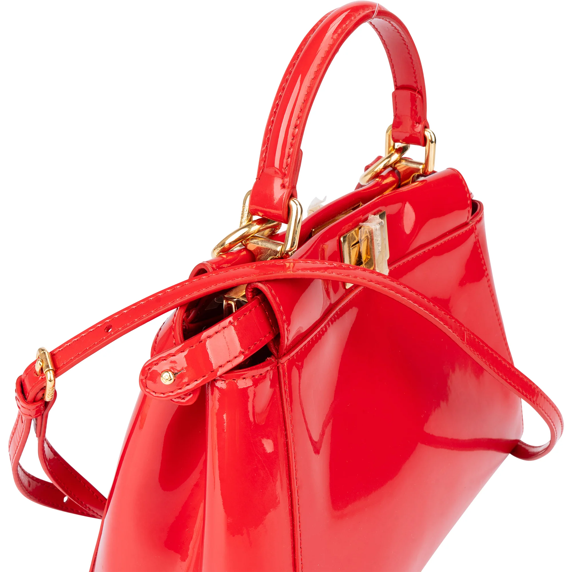 Fendi Red Patent Leather Peekaboo Handbag
