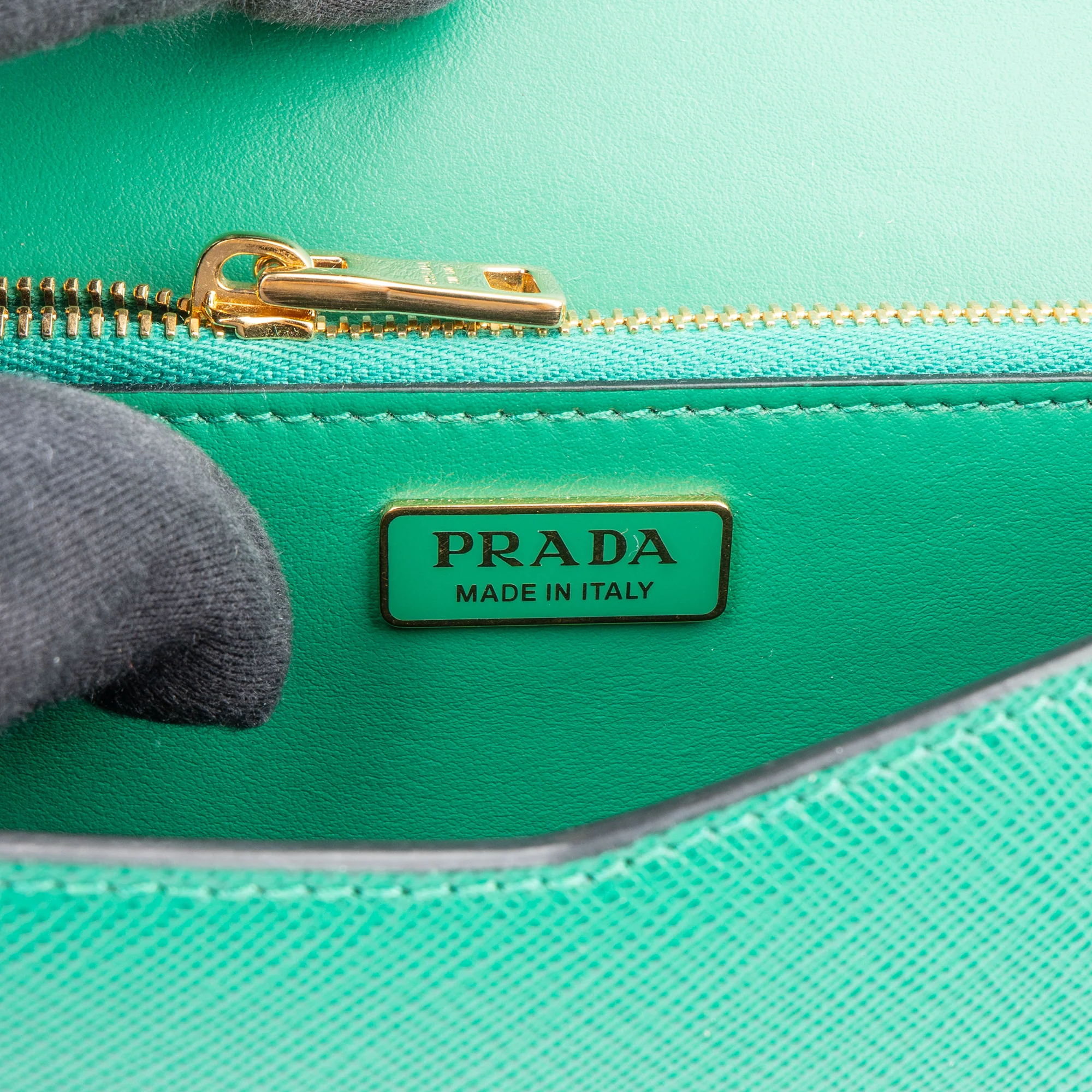 Prada Green Saffiano Leather Big Triangle Crossbody Bag