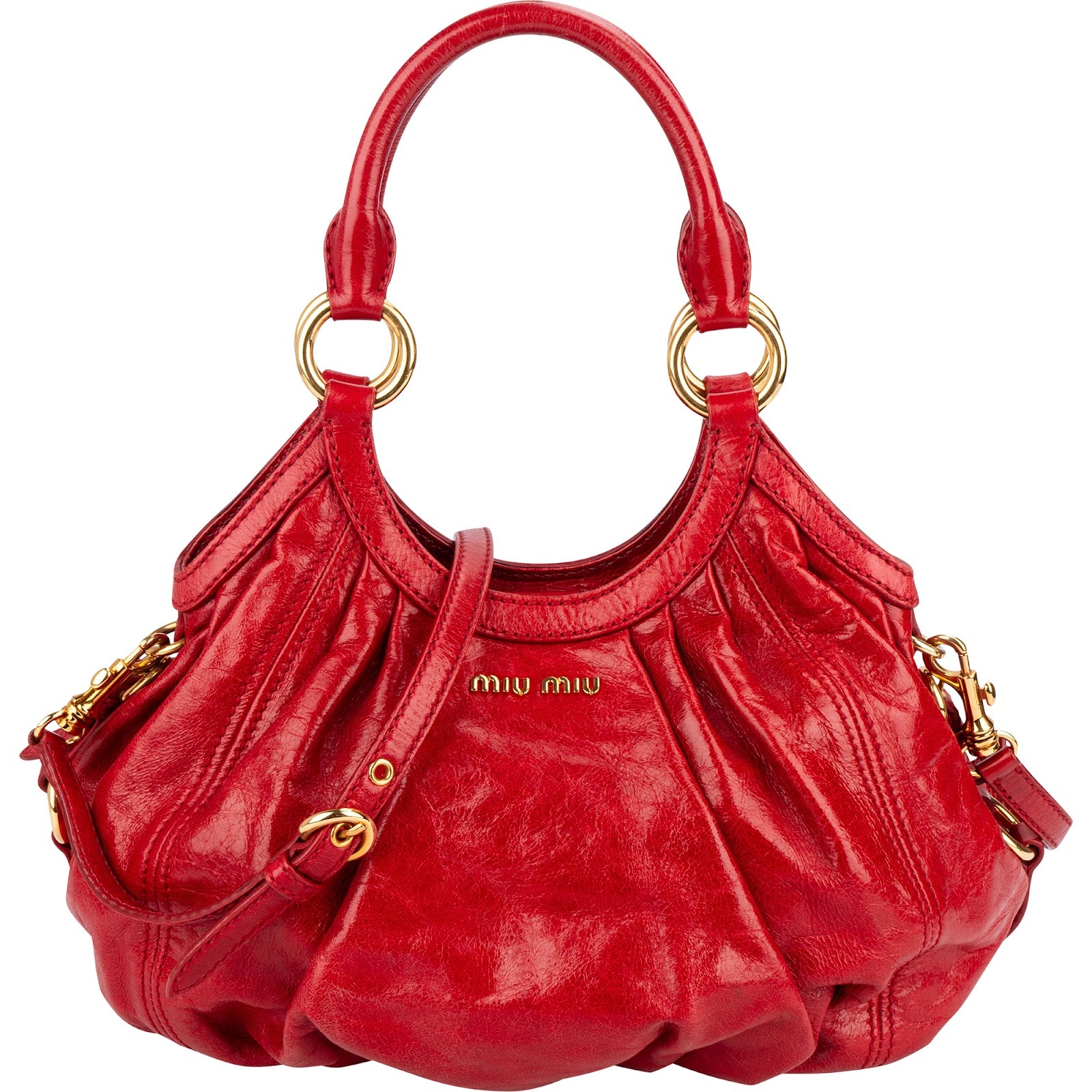 Miu Miu Vitello Lux Coffer Hobo Shoulder Bag