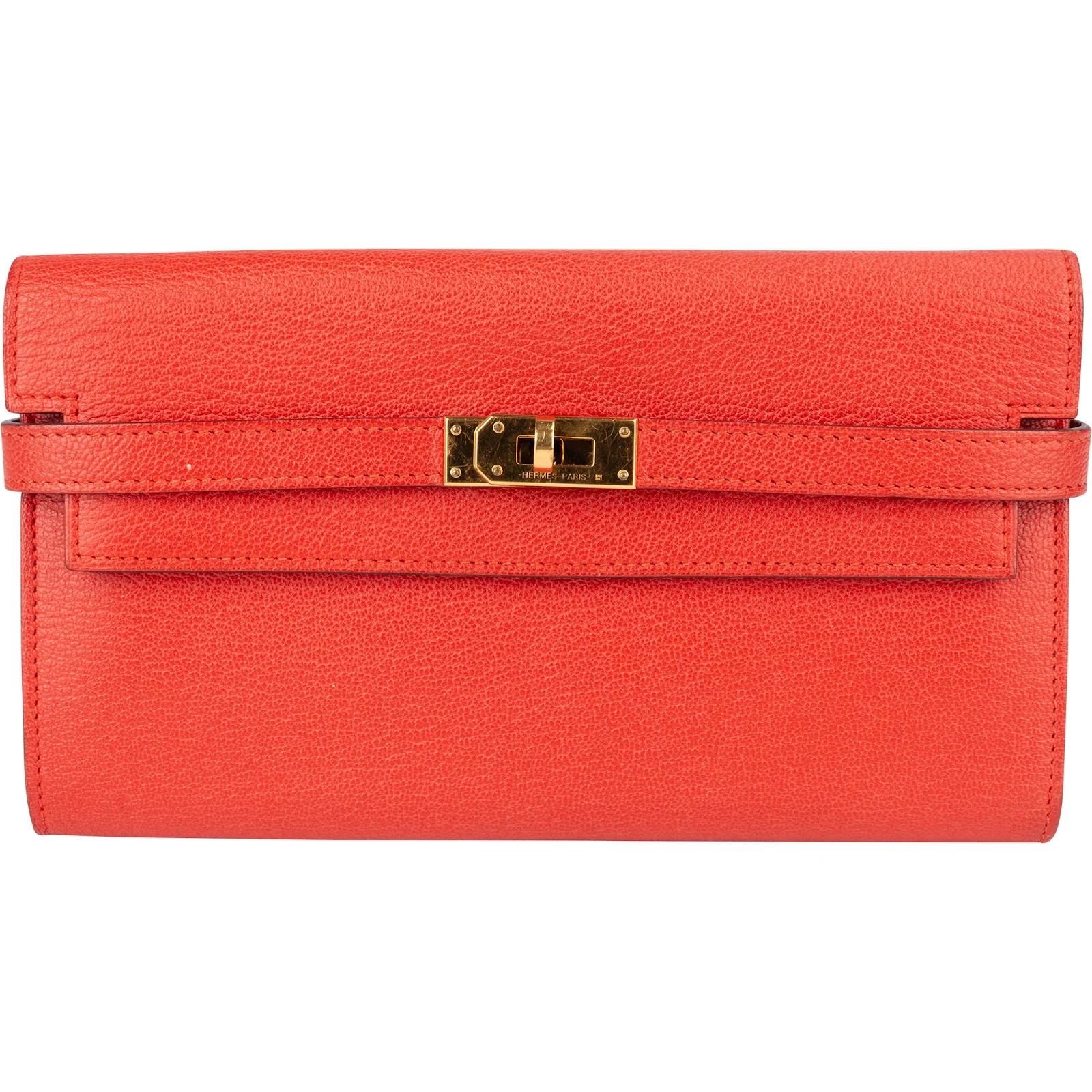Hermès Red Clemence Leather Kelly Wallet