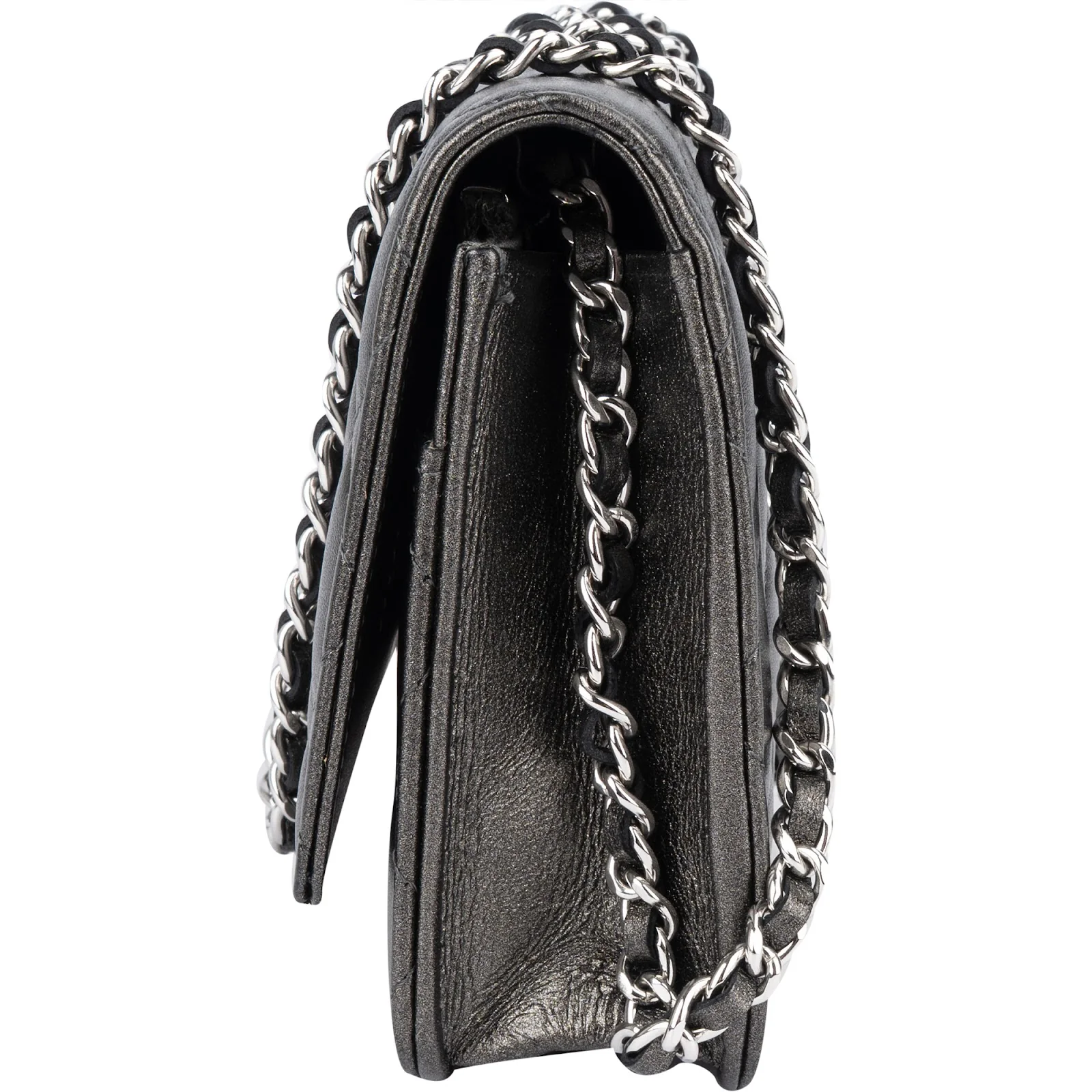 Chanel Quilted Metallic Lambskin Leather Wallet On Chain Crossbody Bag