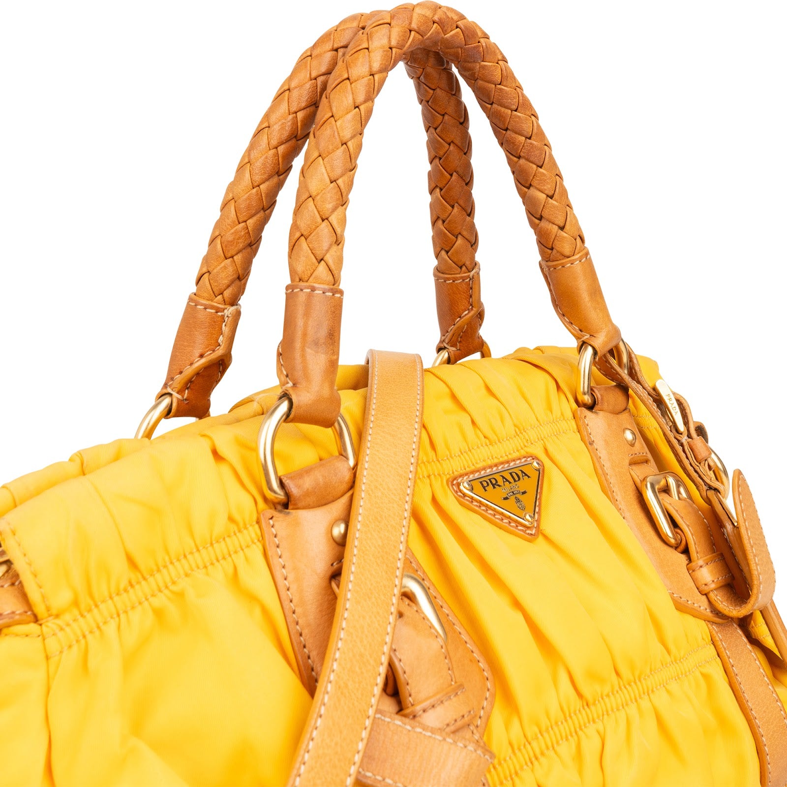 Prada - Tessuto Gaufre Woven Handle Satchel Bag