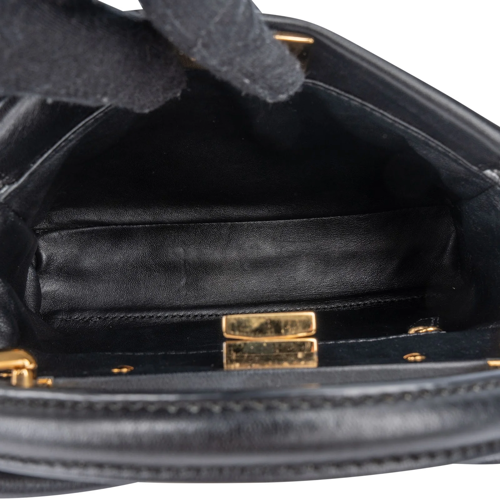 Fendi Black Leather Mini Peekaboo Handbag