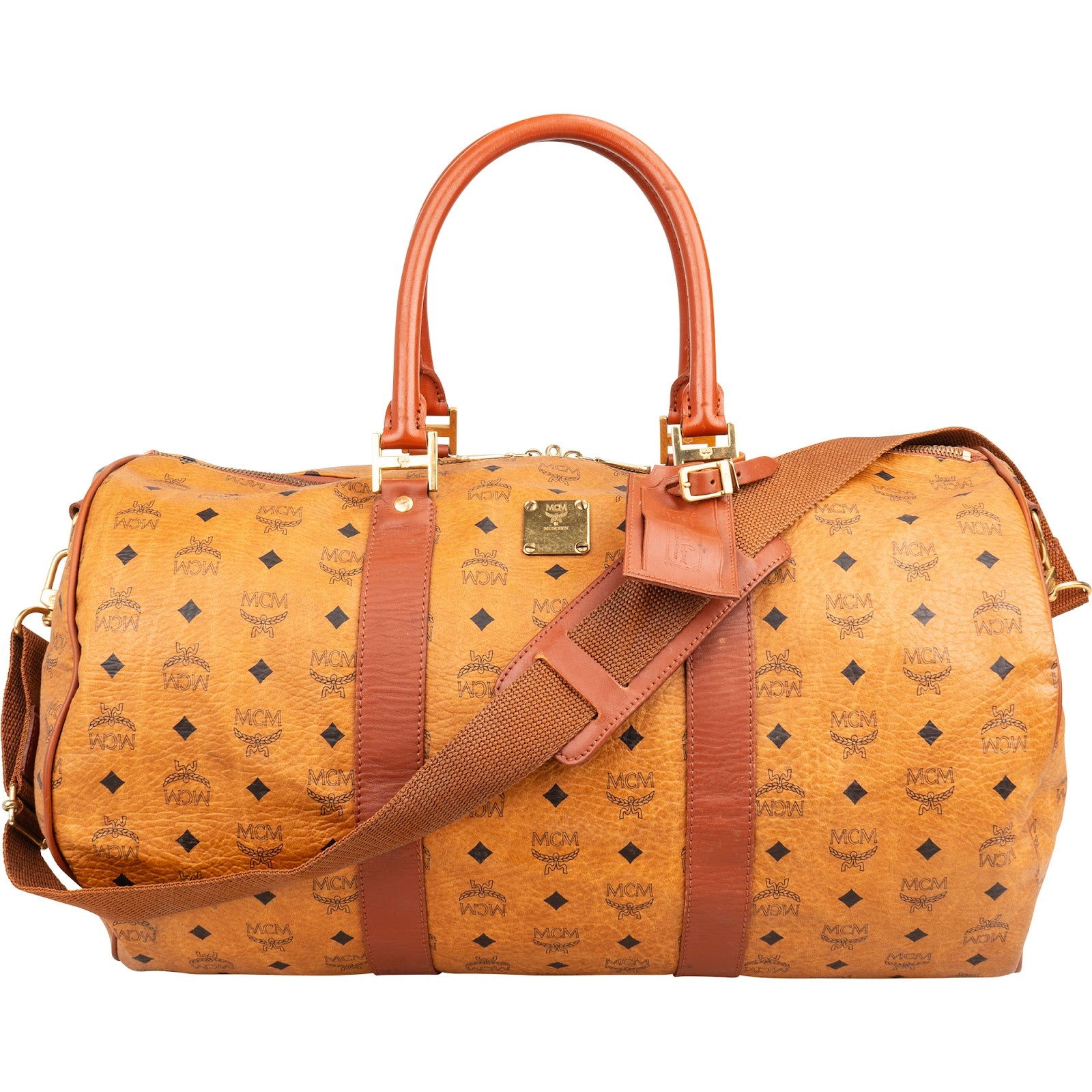 MCM Monogram Visetos Boston Travel Bag 50
