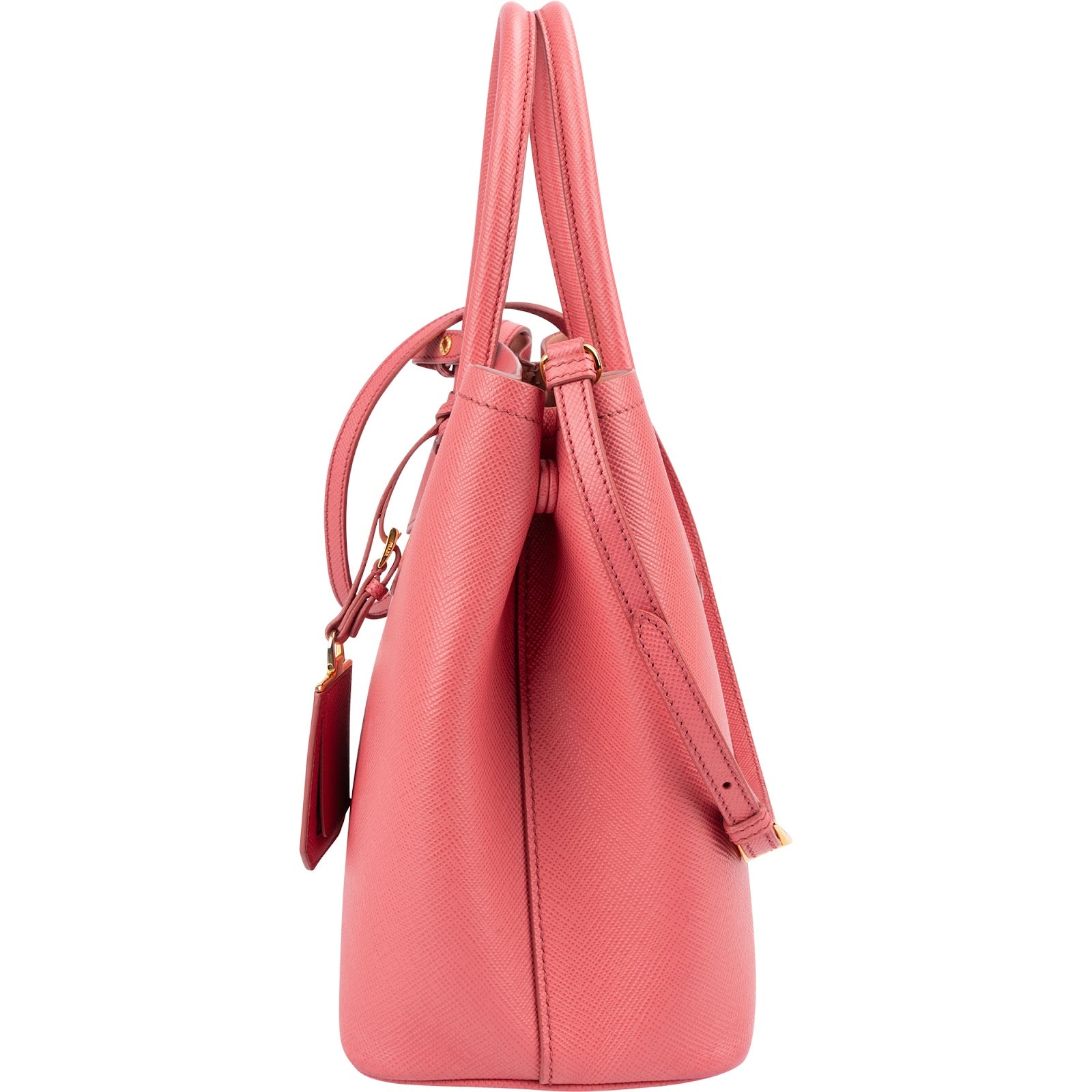 Prada - Roze Saffiano-handtas met dubbele riem