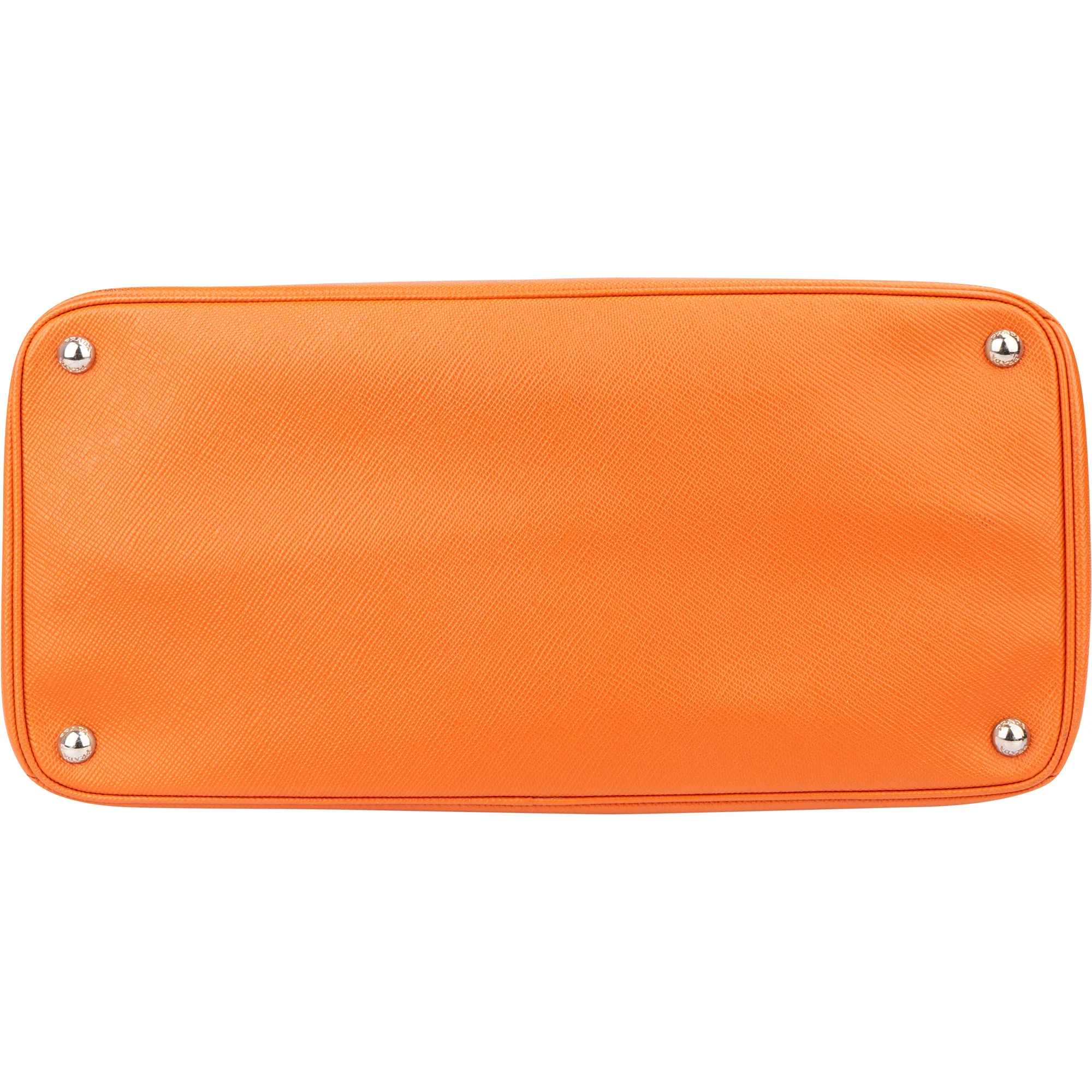 Prada Orange Saffiano Leather Turnlock Double Handbag