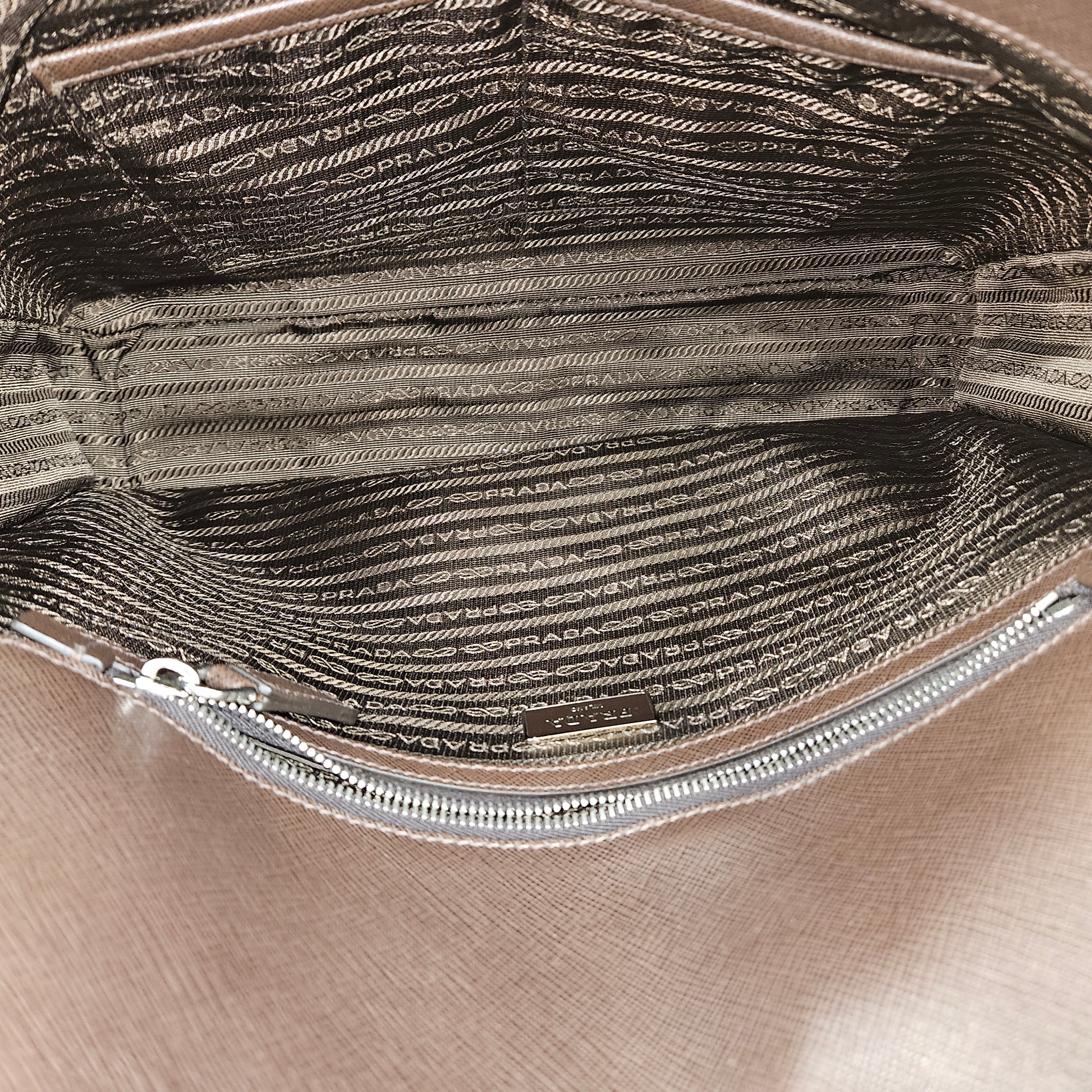 Prada Saffiano Leather Triangle Messenger Crossbody Bag