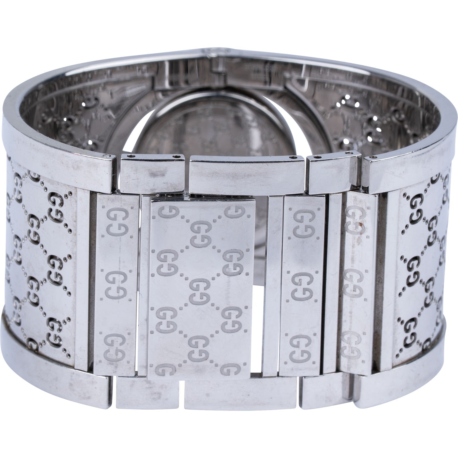 Gucci Silver Tone Twirl Bangle Reversible 112 Damenuhr