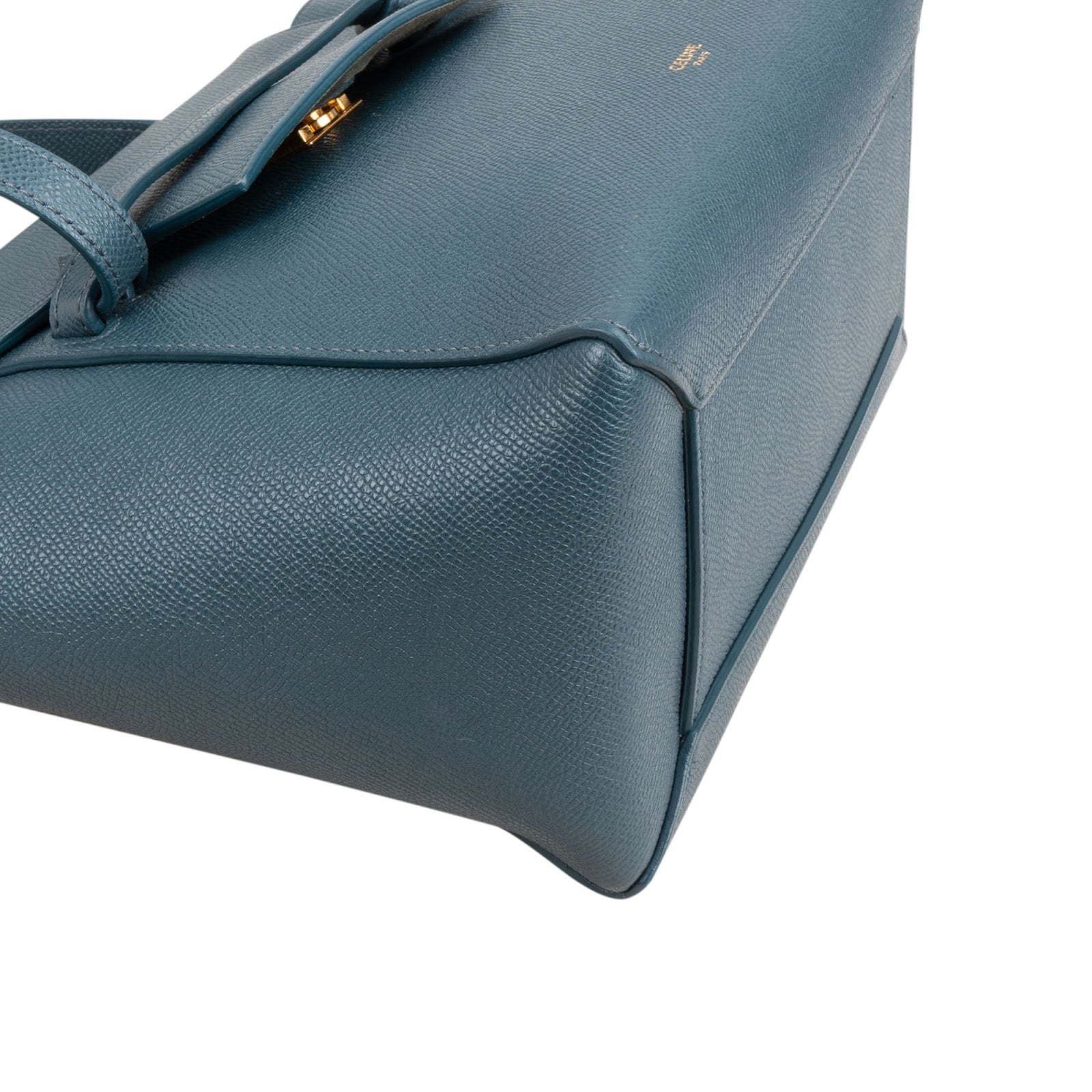 Celine Petrol Leather Grained Calfskin Belt Handbag