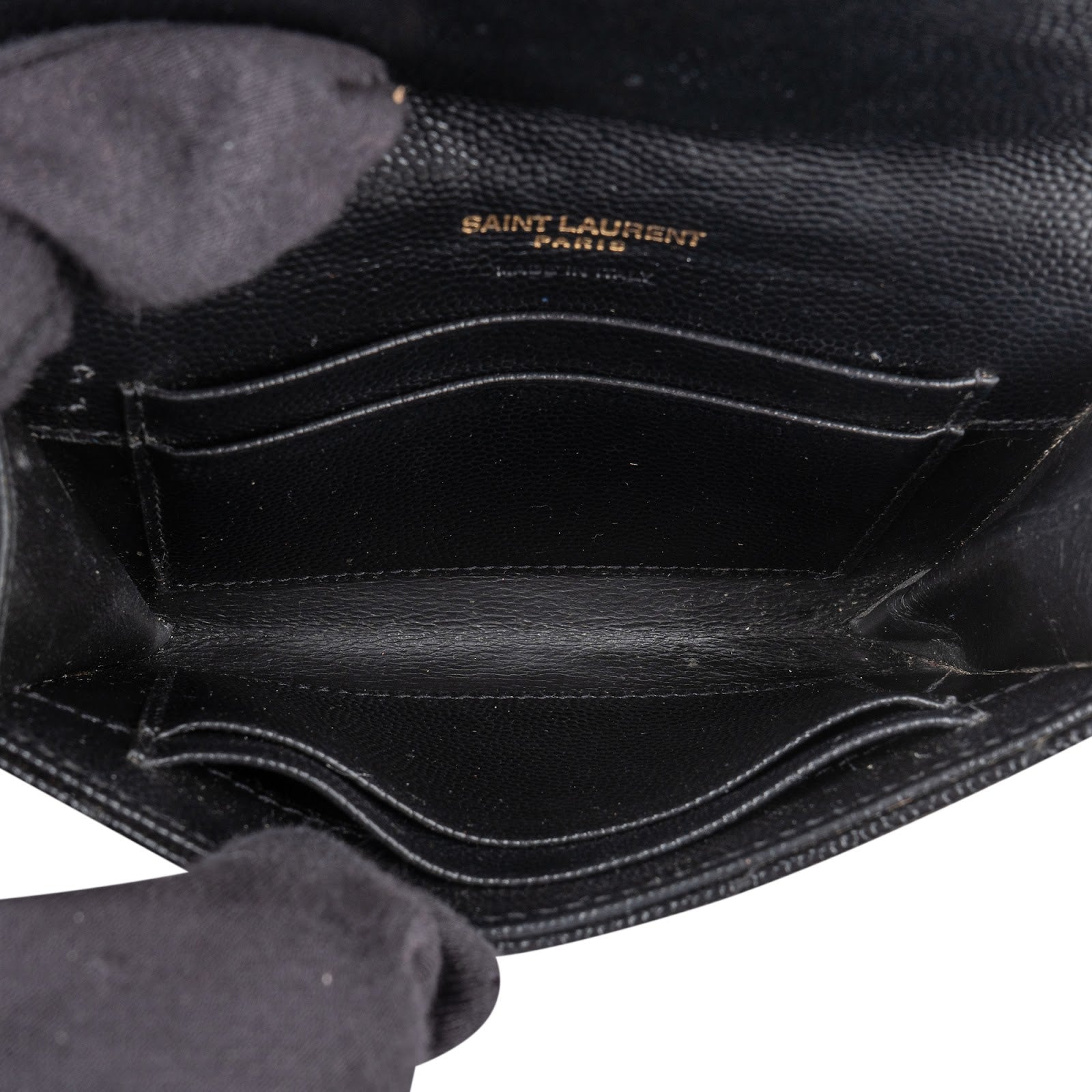 Yves Saint Laurent Grain de Poudre Quilted Leather Envelope Wallet