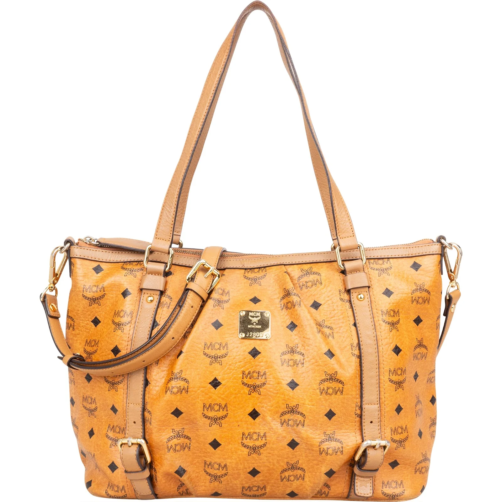 MCM Monogram Visetos Satchel Tote Shoulder Bag