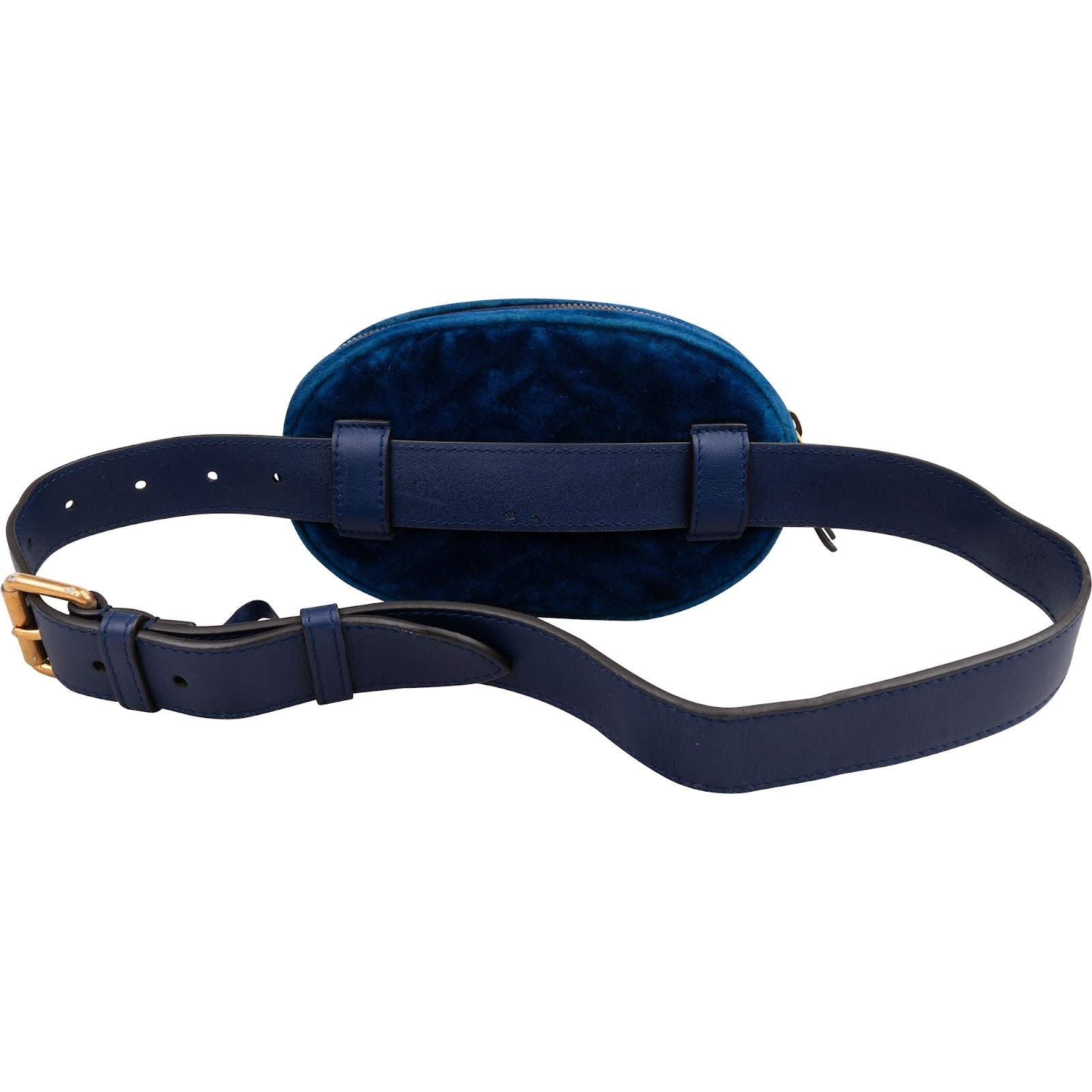 Gucci Blue Leather Velvet GG Marmont Matelassé Belt Bag
