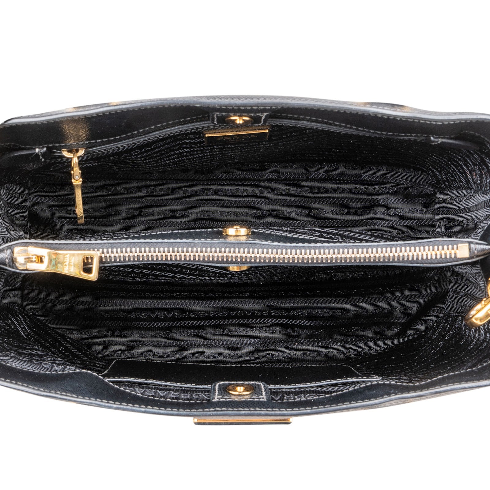Prada Black Saffiano Leather Galleria Handbag