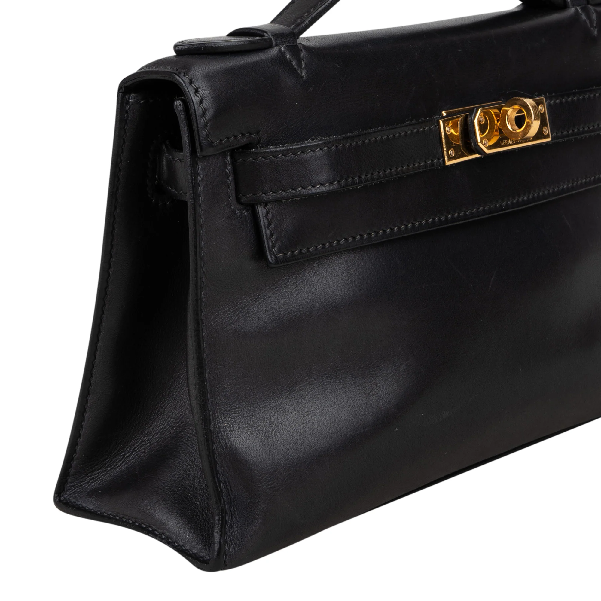 Hermès Noir Swift Leather Kelly Pochette Handbag