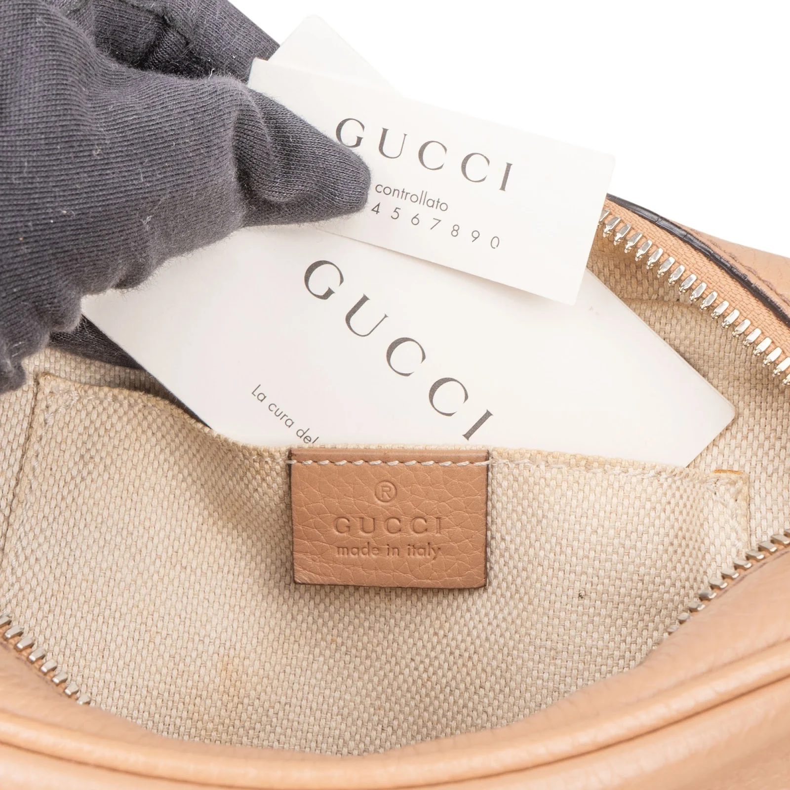Gucci Grained Leather GG Soho Camera Crossbody Bag
