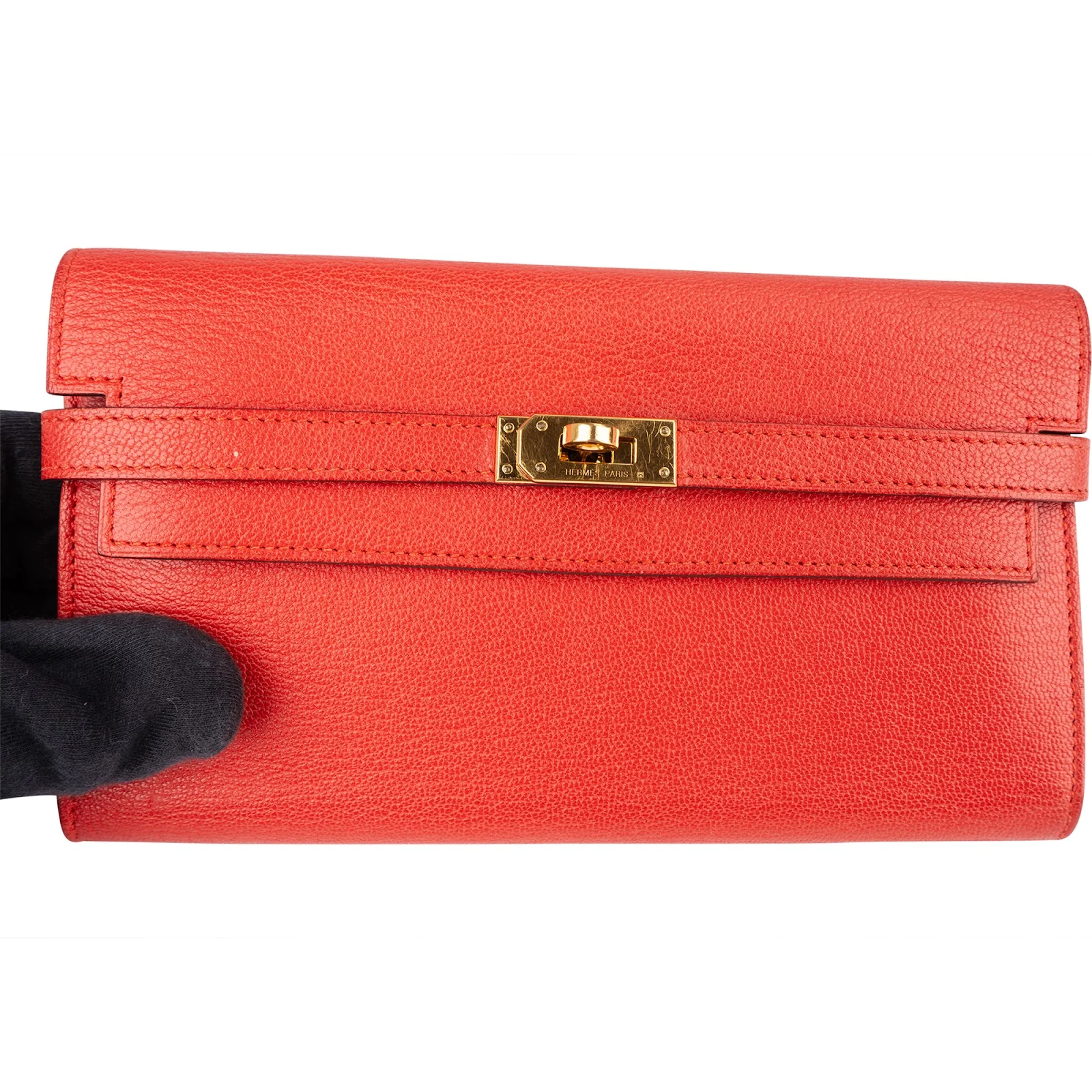 Hermès Red Clemence Leather Kelly Wallet