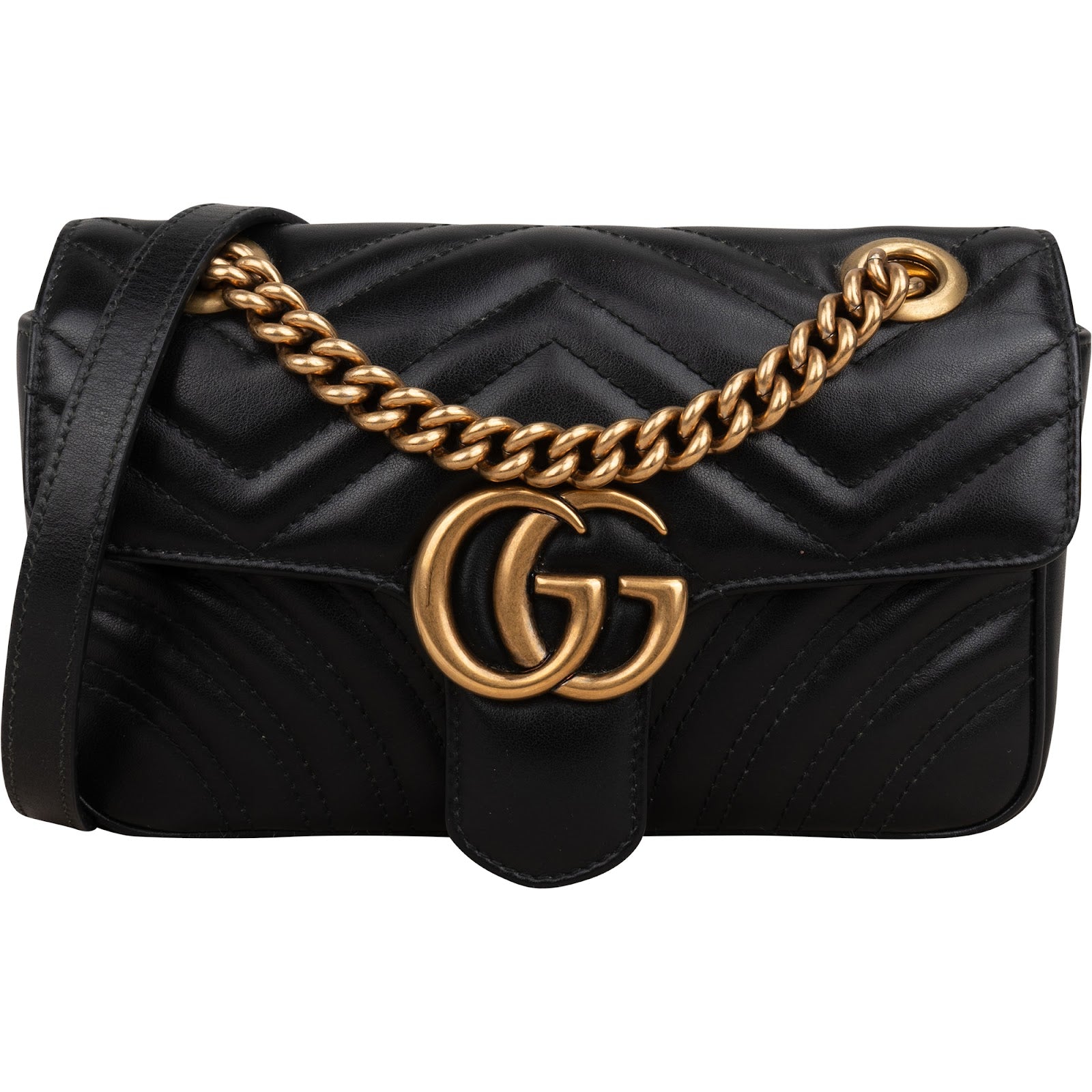 Gucci Chevron Matelassé Leather GG Marmont Small Shoulder Bag