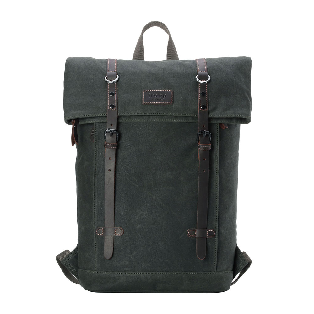 Heritage Canvas Laptop Backpack - Dark Green