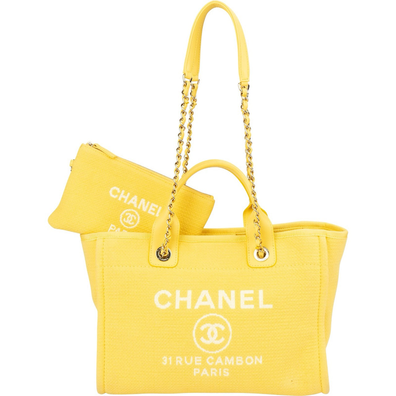 Chanel Canvas Small Deauville Tote Handbag