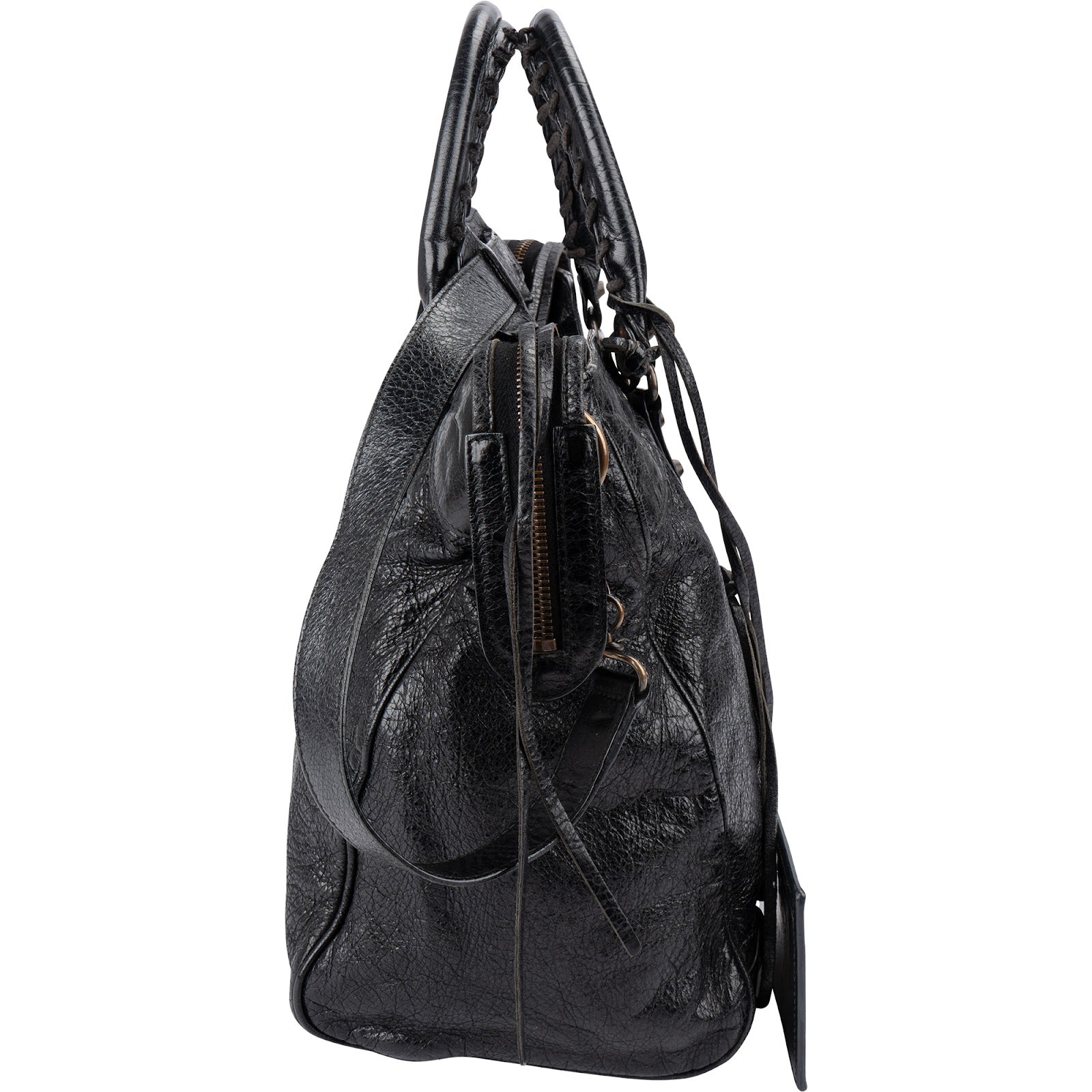 Balenciaga – czarna skórzana torba City Tote z serii Black Arena