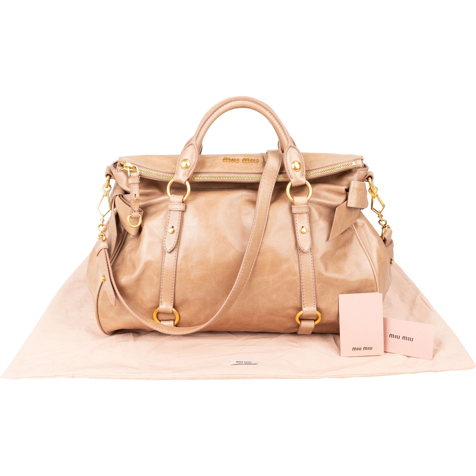 Miu Miu - Vitello Lux Bow Satchel Crossbody Bag