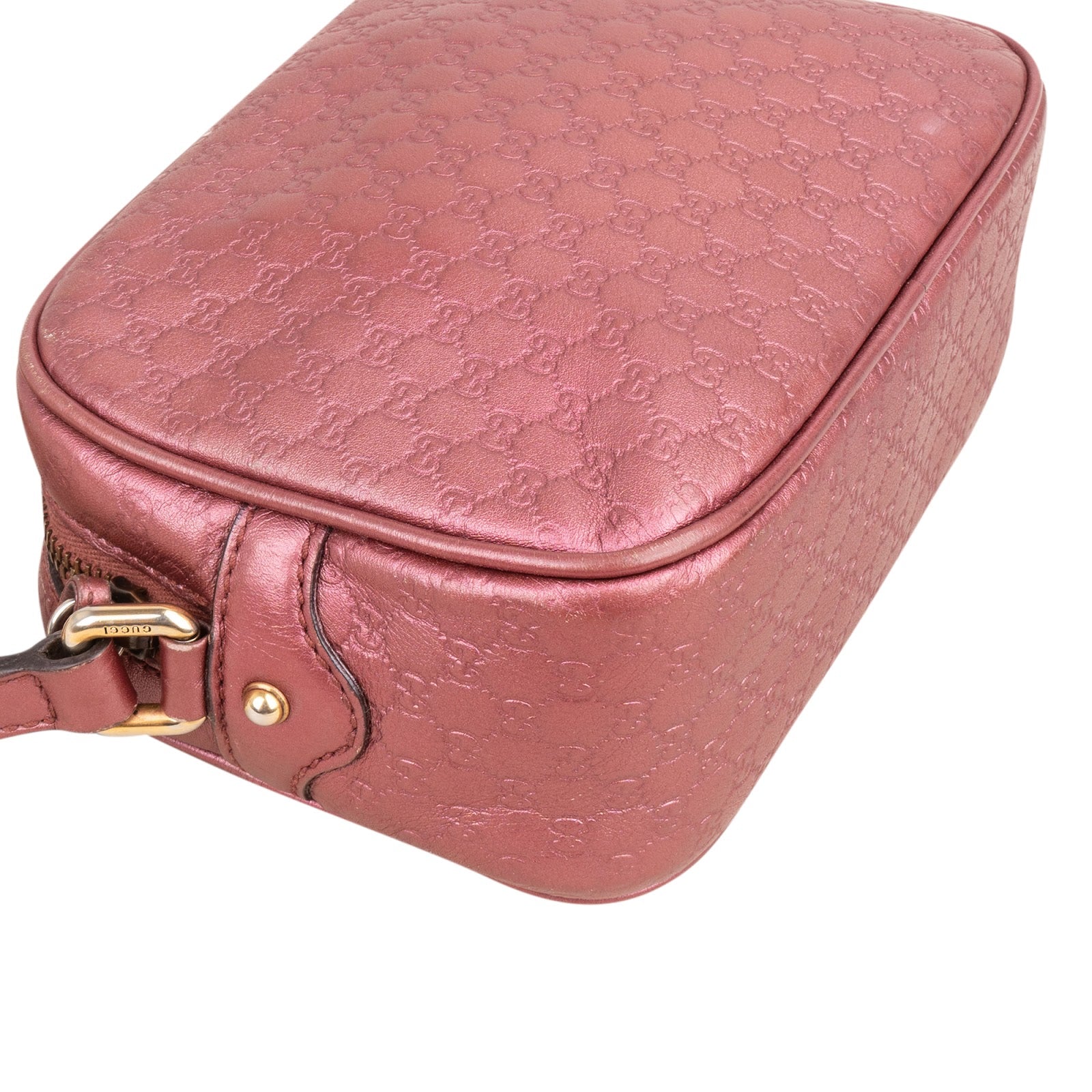 Gucci Microguccissima Metallic Leather Bamboo Crossbody Bag