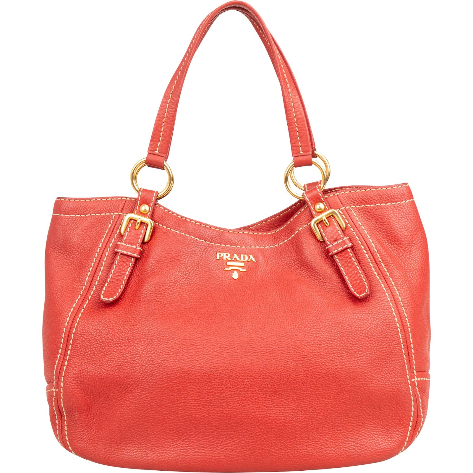 Prada Red Vitello Daino Hobo Shoulder Bag