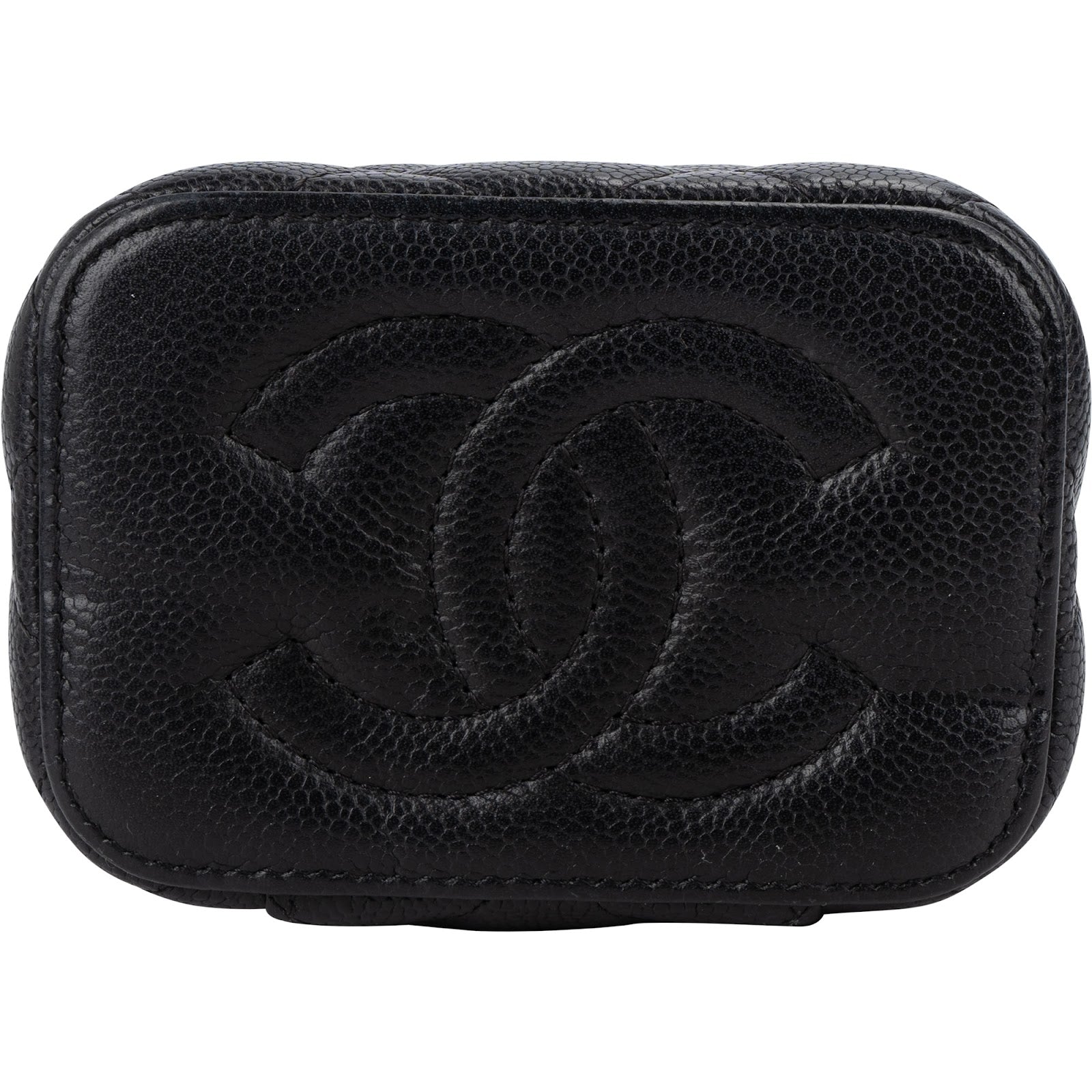 Chanel Quilted Caviar Mini Heart Chain Vanity Case Crossbody Bag