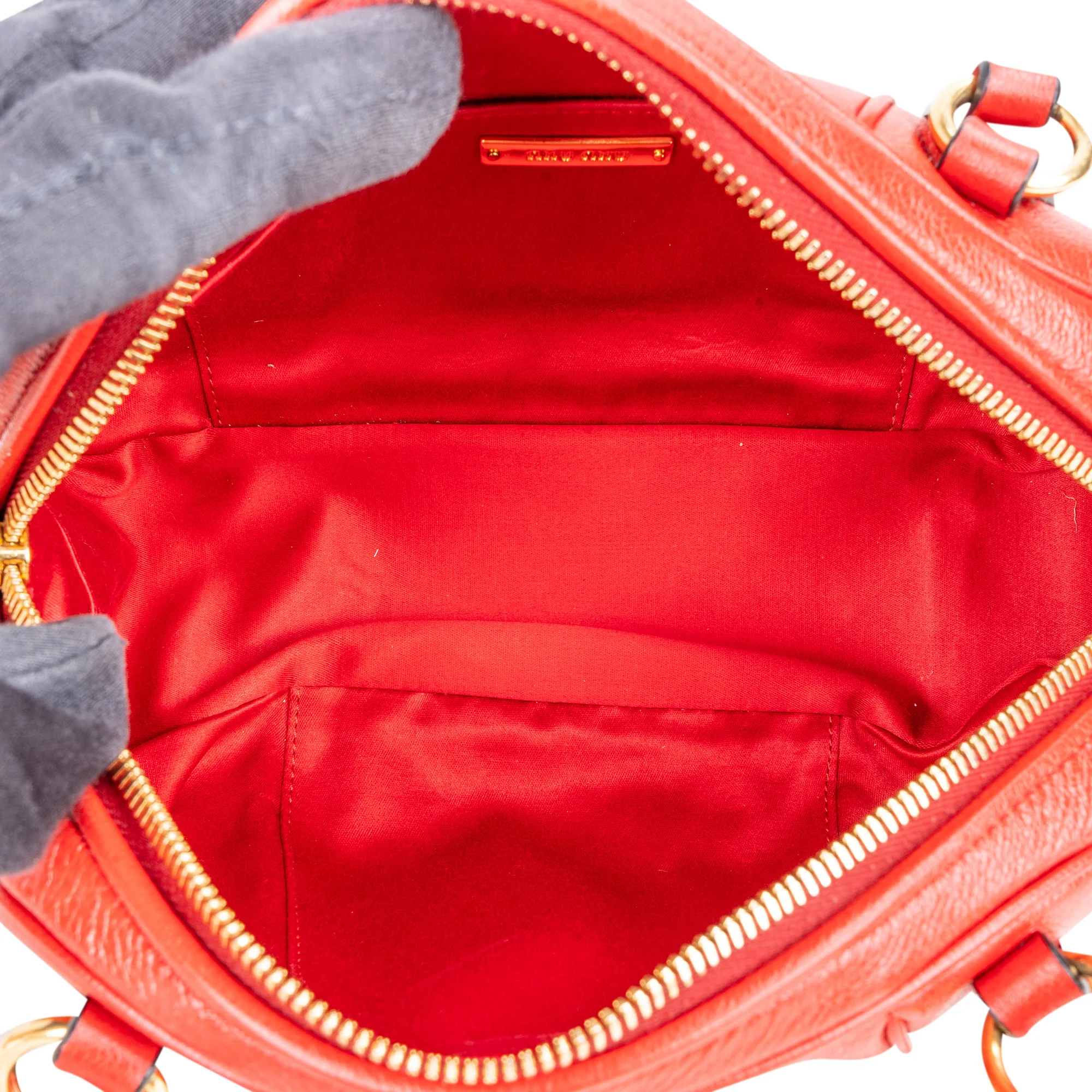 Miu Miu Red Leather Bowling Shoulder Bag