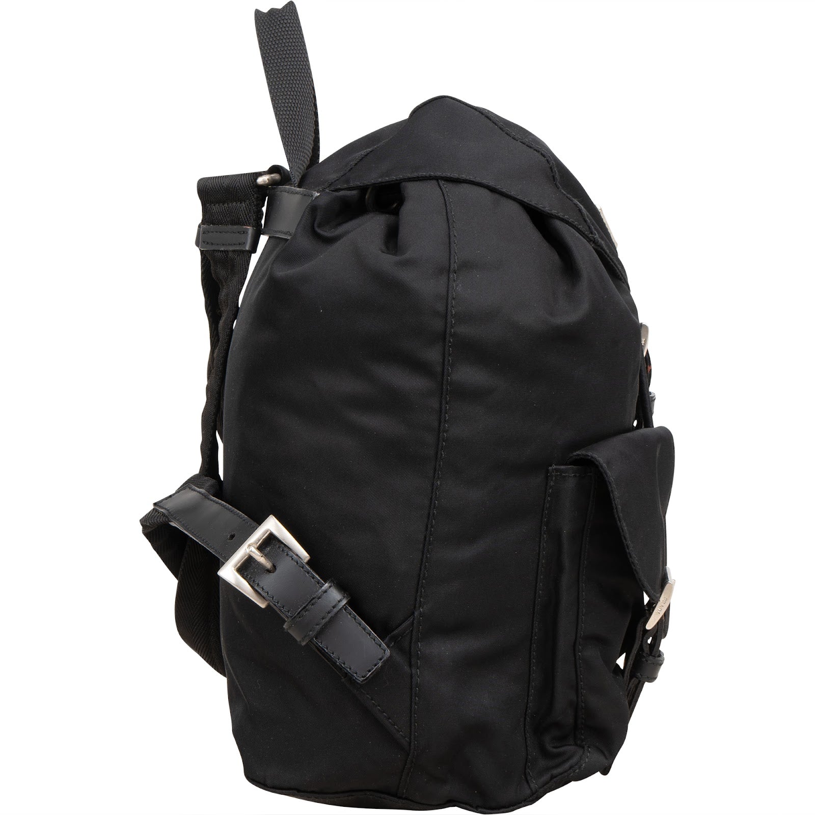 Prada Black Tessuto Nylon Triangle Backpack