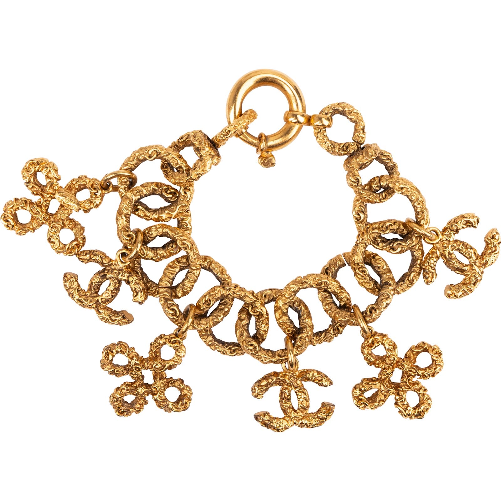 Chanel - Golden CC Clover Lava Charm Bracelet 93P