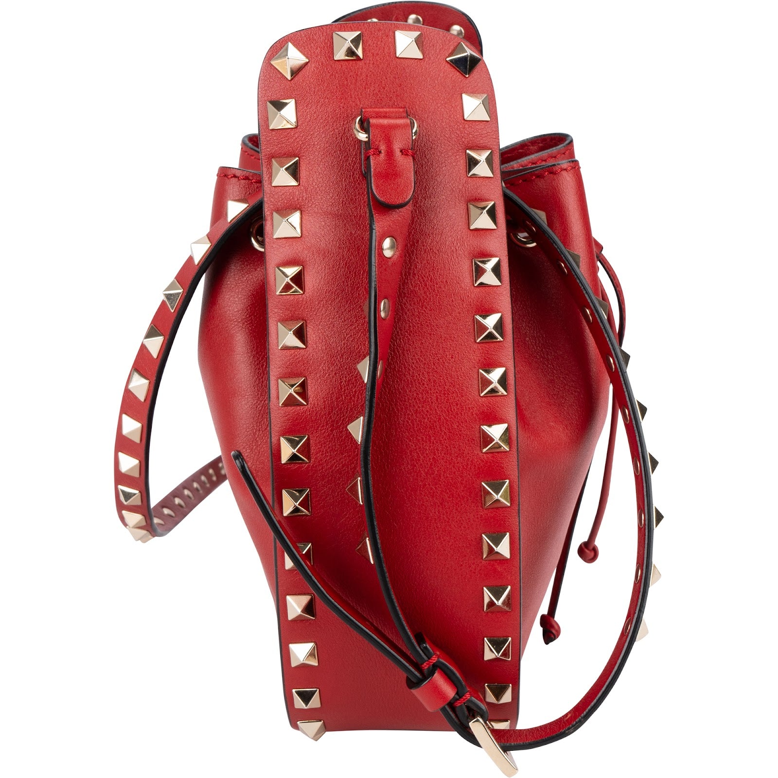 Valentino Garavani Red Leather Rockstud Bucket