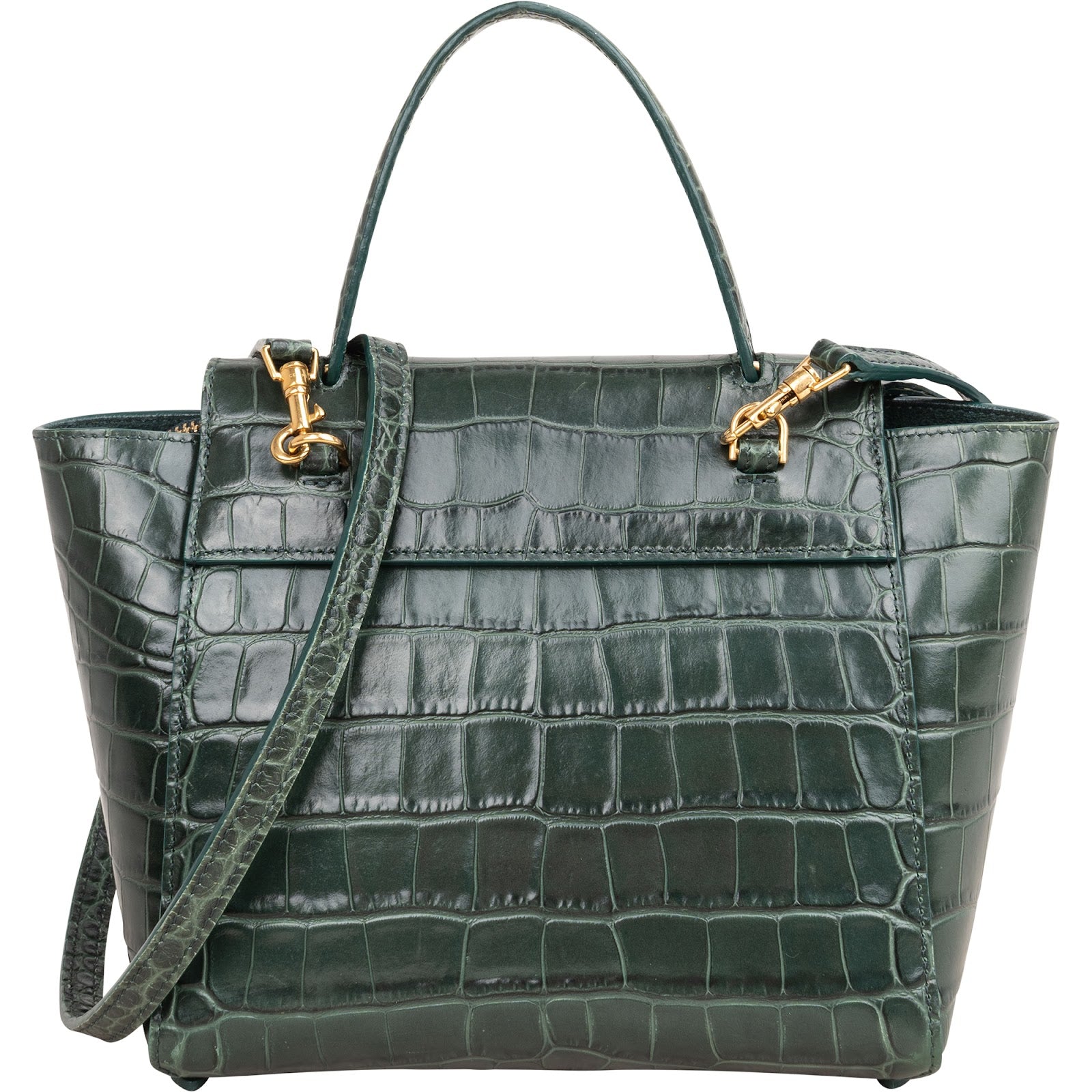 Celine Dark Green Crocodile Embossed Belt Nano Handbag