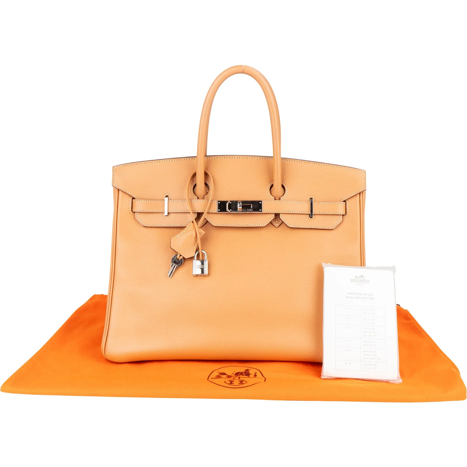 Hermès Fjord Leather Birkin 35 Handbag Beige Brown Palladium Hardware