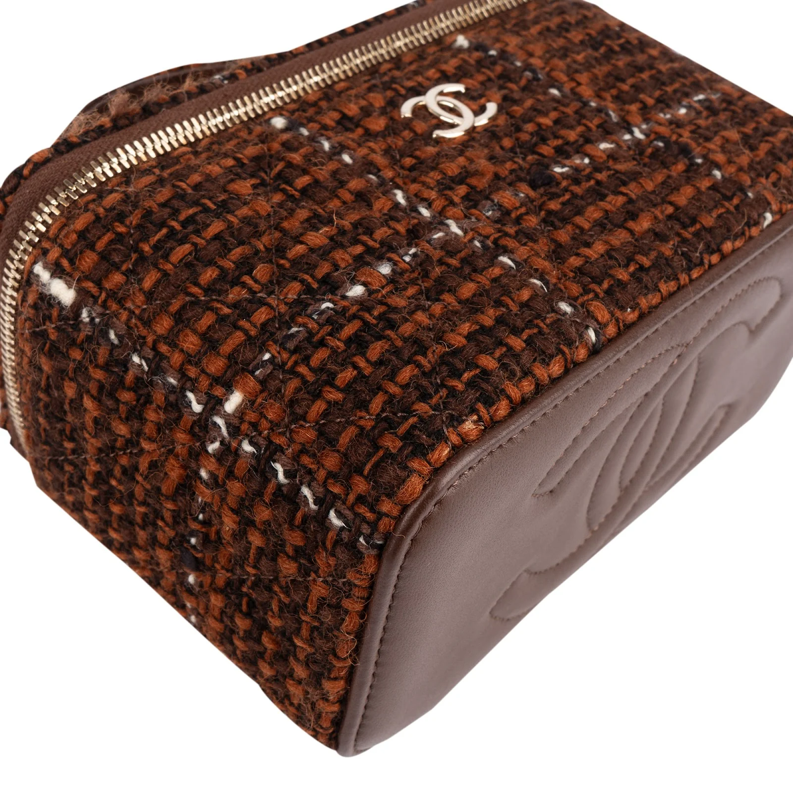 Chanel Stitching Tweed Vanity Case Crossbody Bag