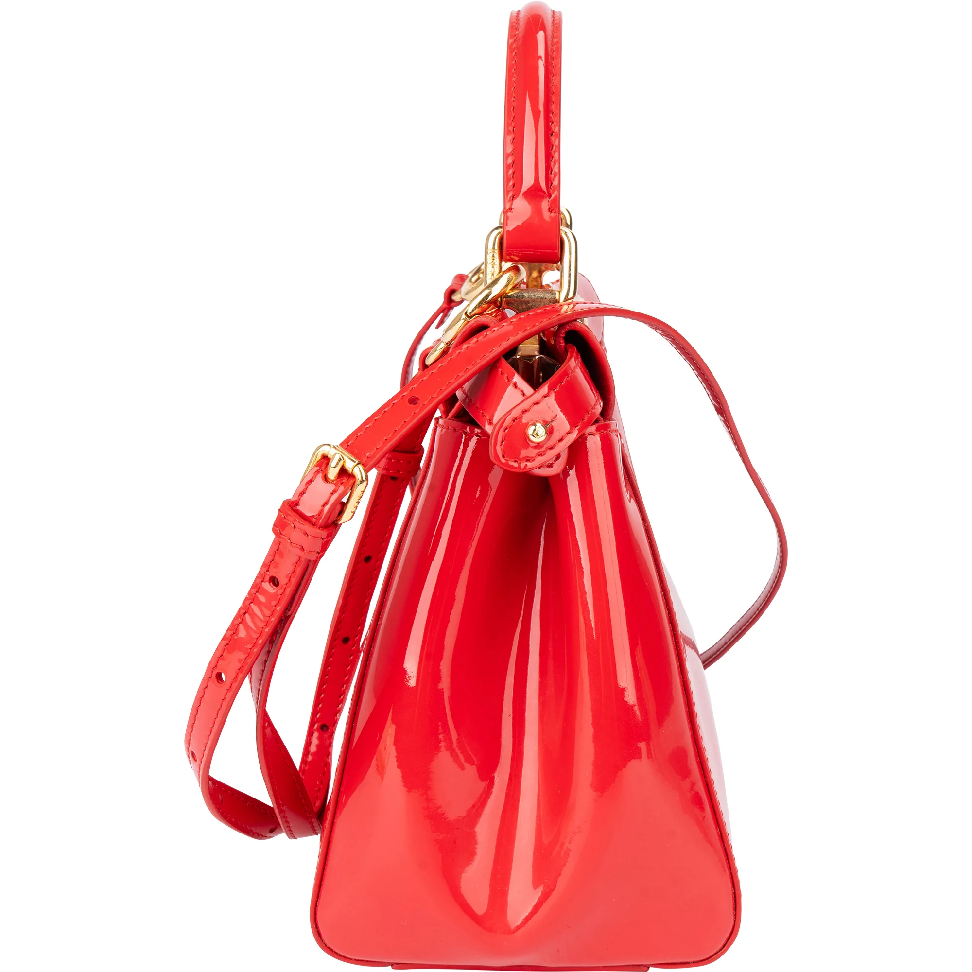 Fendi Red Patent Leather Peekaboo Handbag