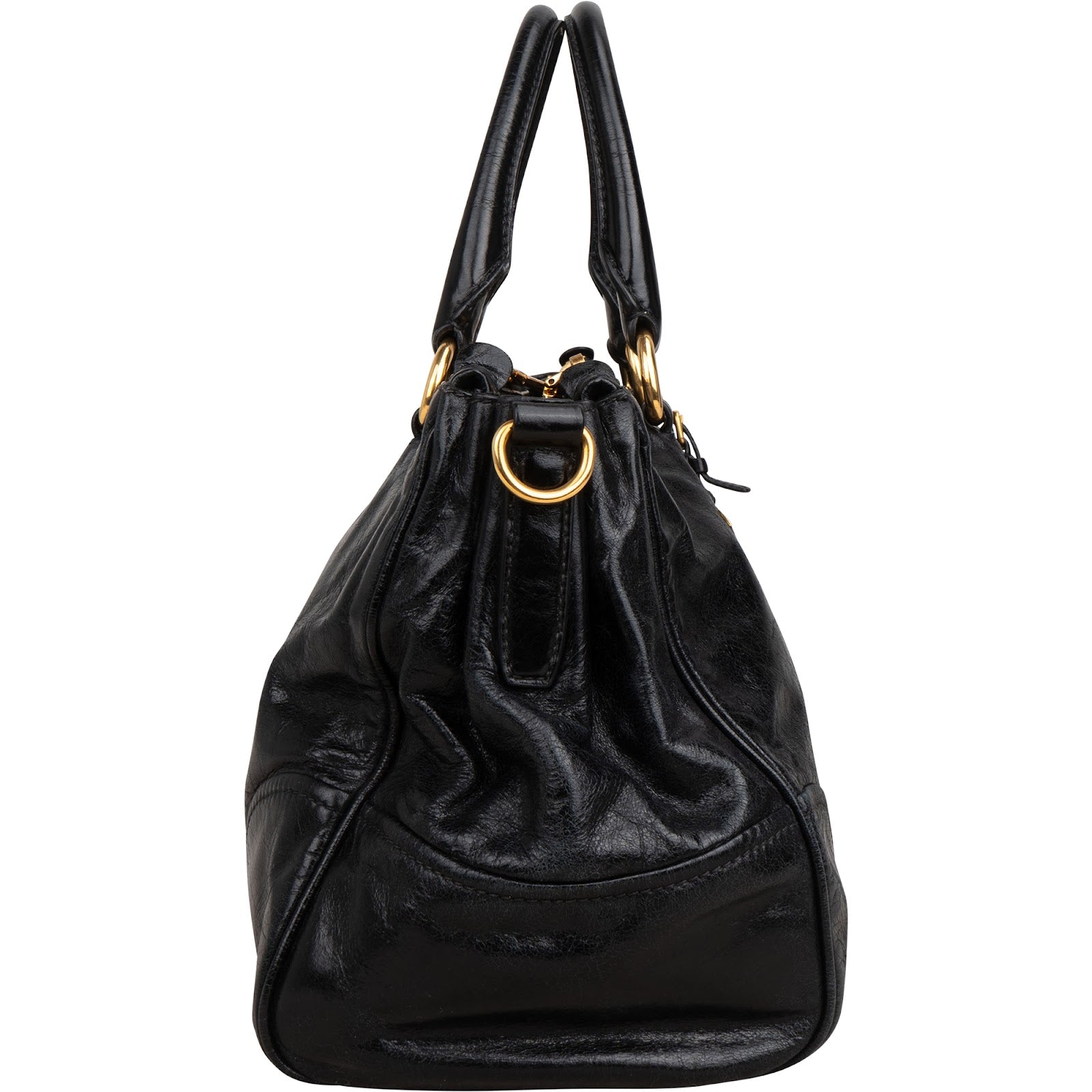 Prada Vitello Shine Leather Bauletto Handbag