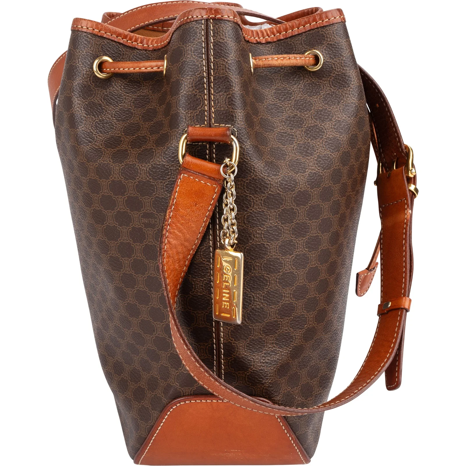 Celine Macadam Monogram Drawstring Bucket Crossbody Bag