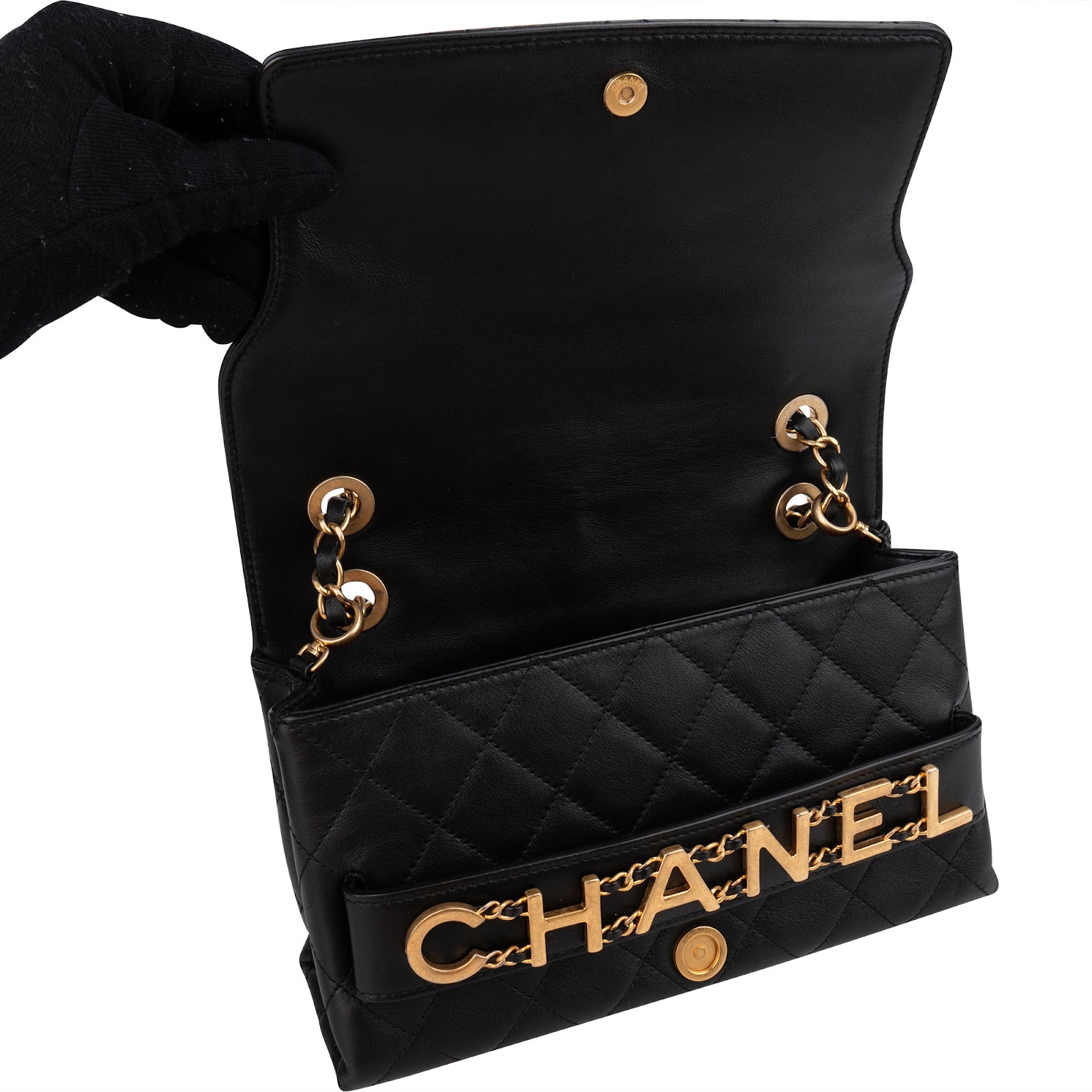 Chanel - Spellout Letters Single Flap Crossbody Bag