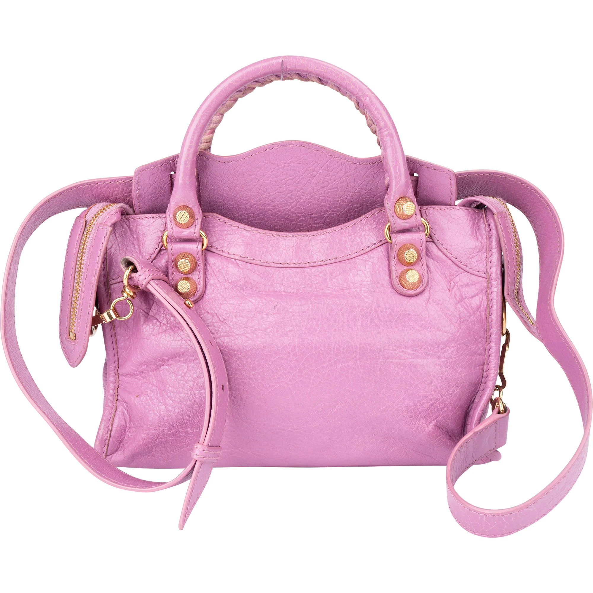 Balenciaga Pink Leather Mini City Handbag