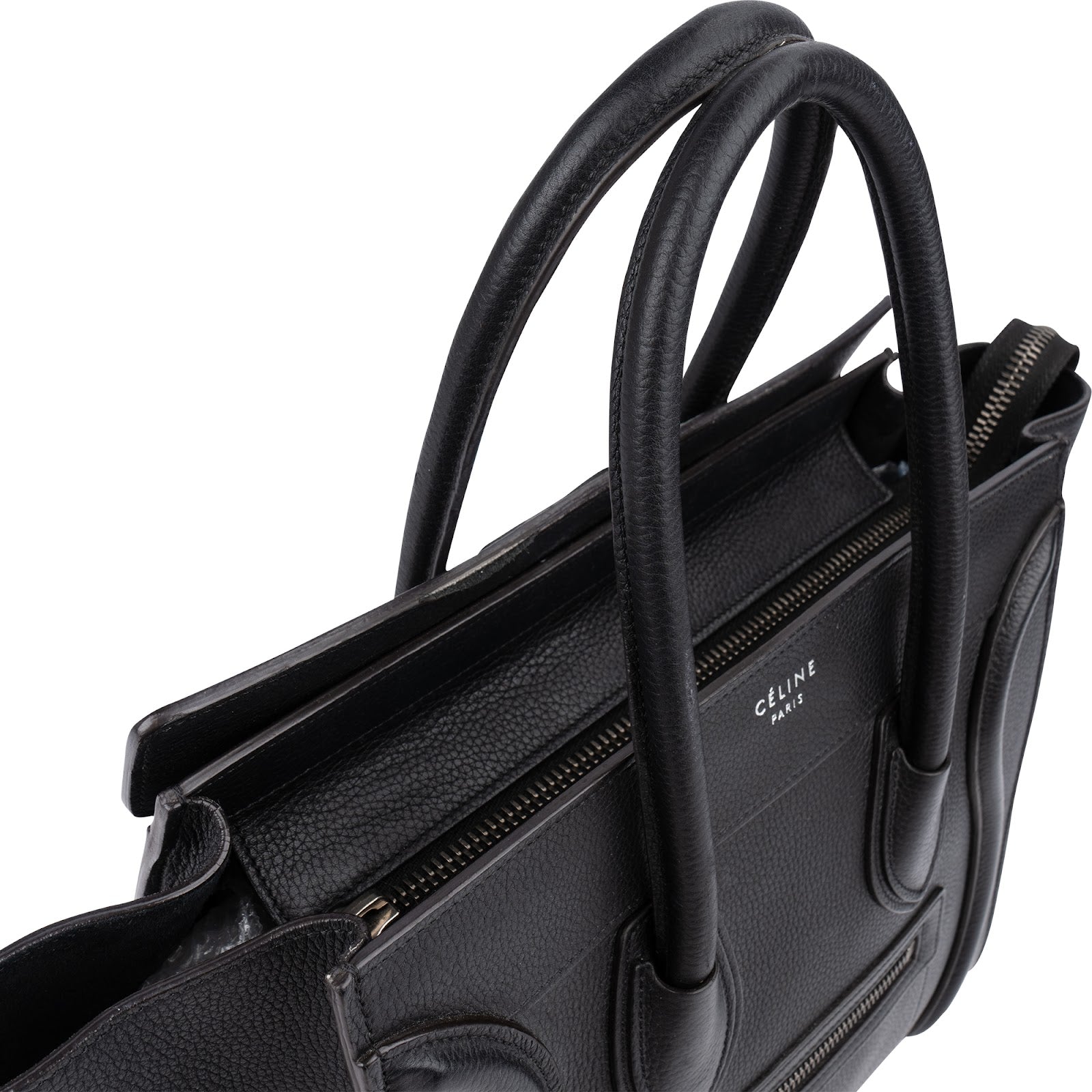 Sac à main de voyage Céline en cuir grainé noir