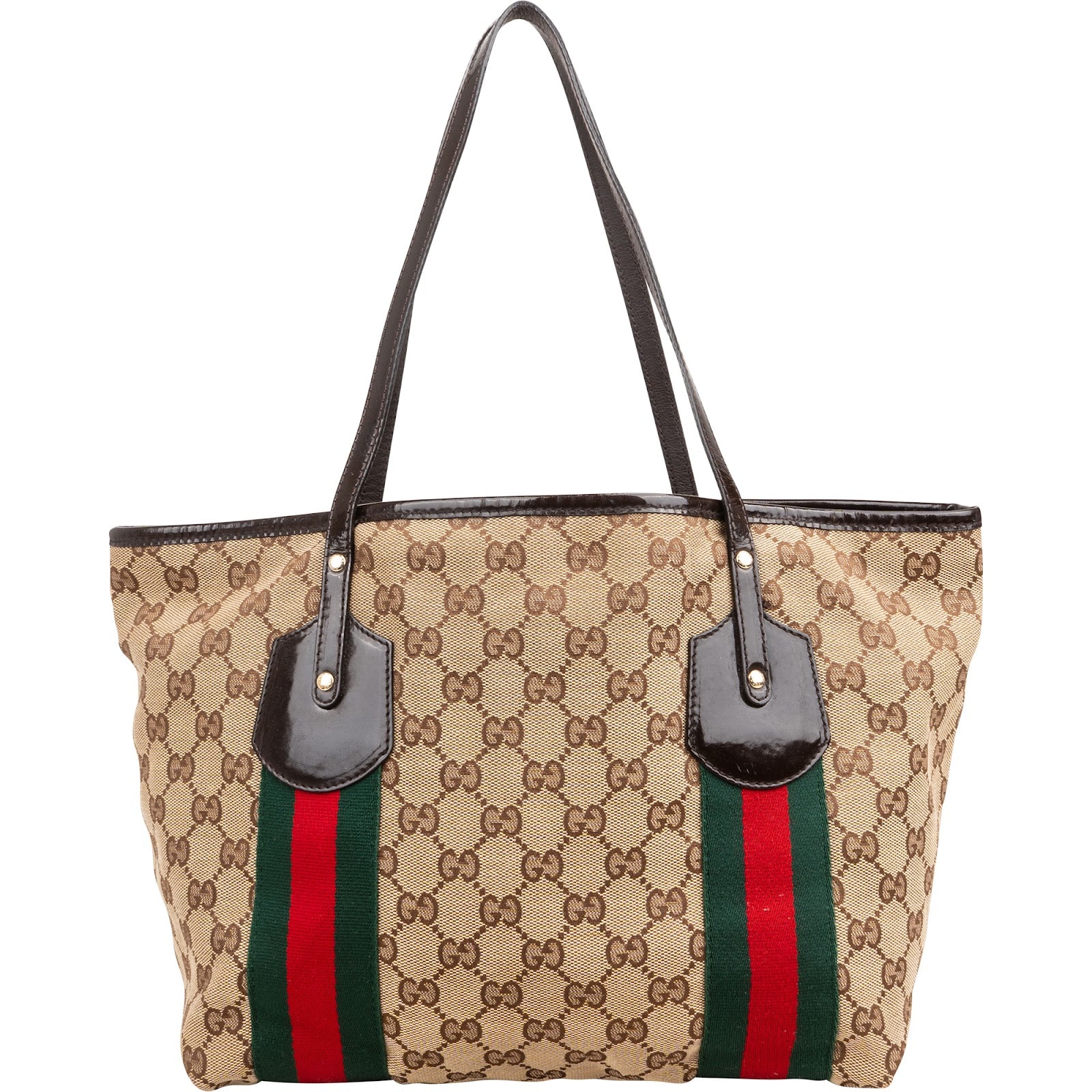 Gucci Monogram GG Canvas Patent Leather Shopper