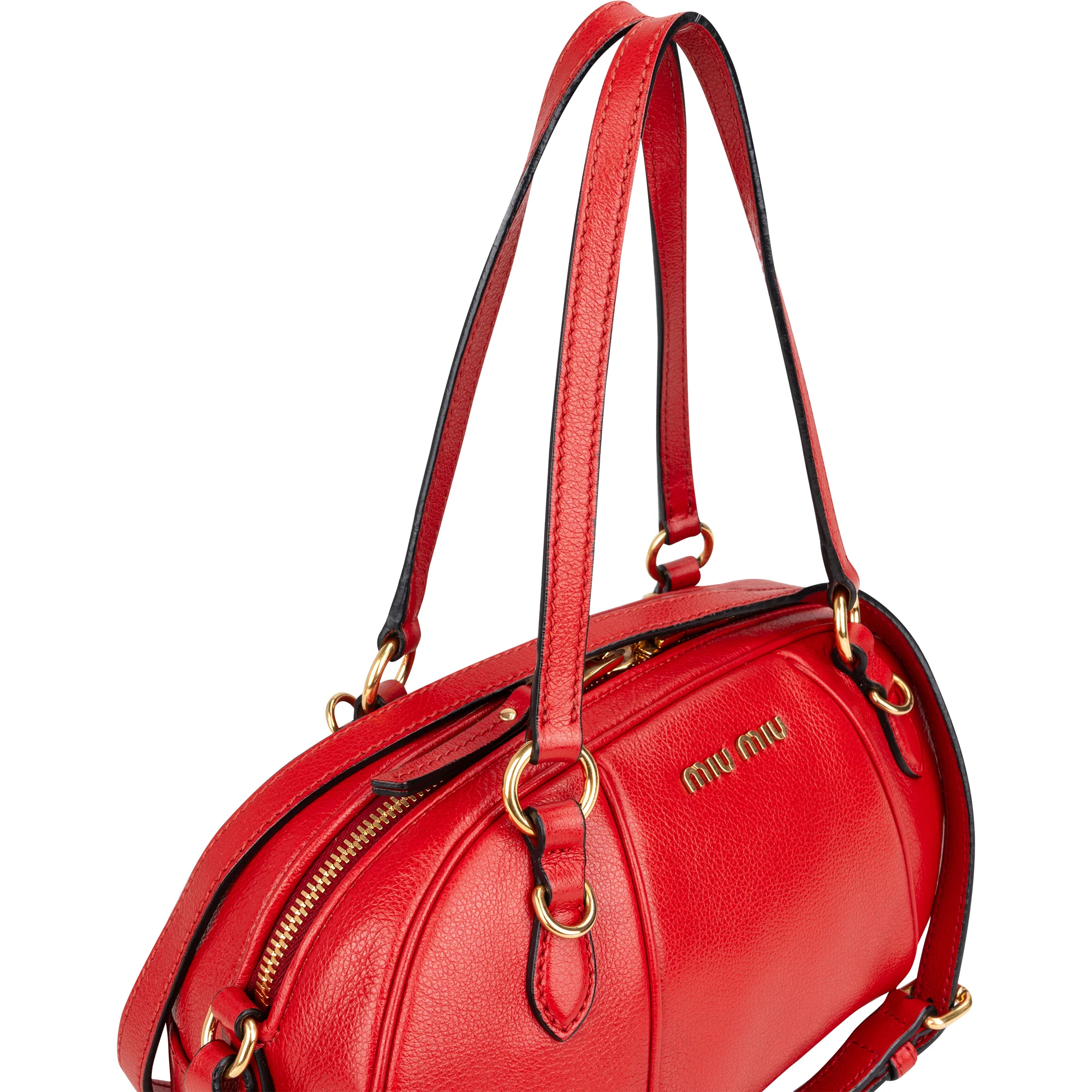 Miu Miu Red Leather Bowling Shoulder Bag