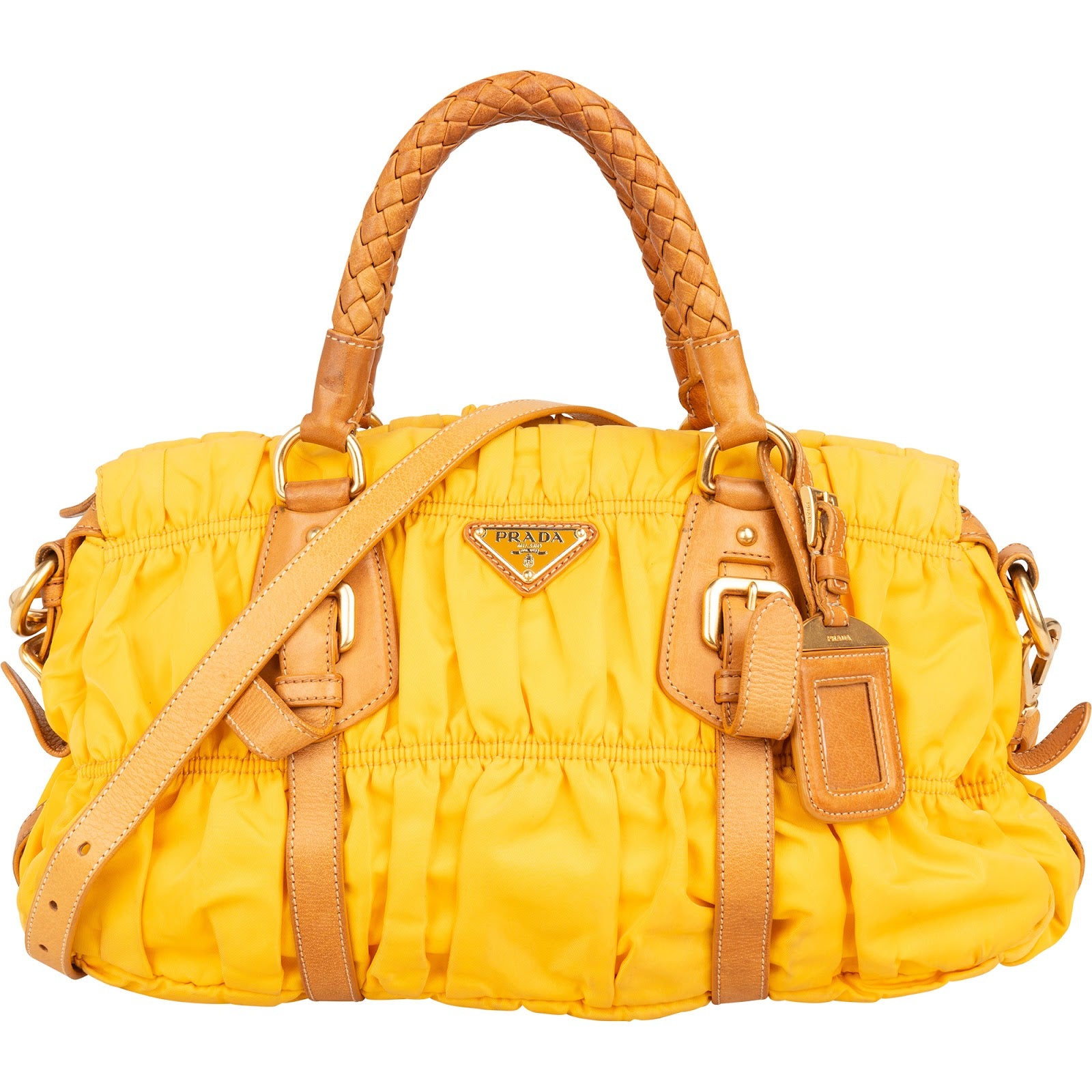 Prada - Tessuto Gaufre Woven Handle Satchel Bag