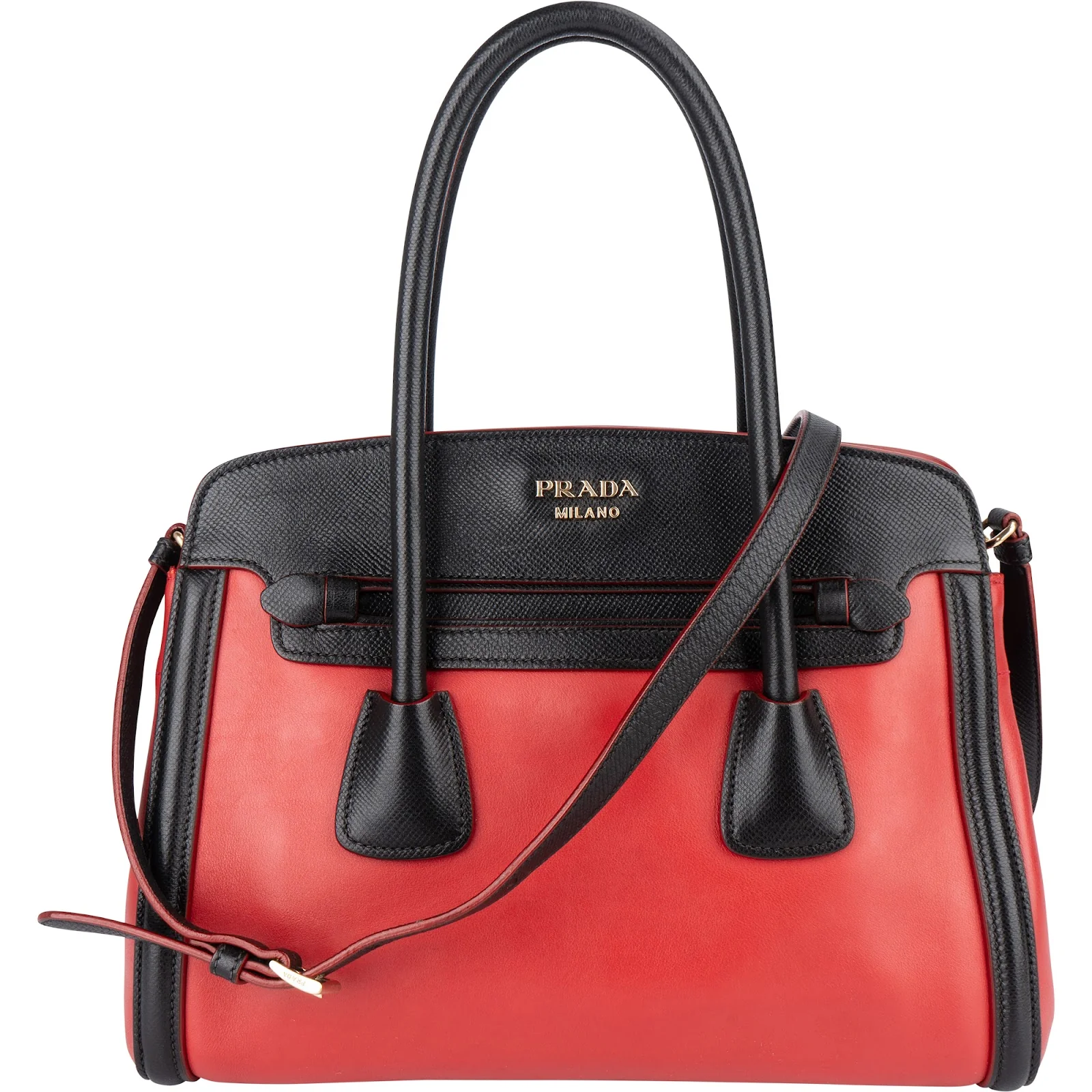 Prada Saffiano and Calf Leather Twin Pocket Handbag