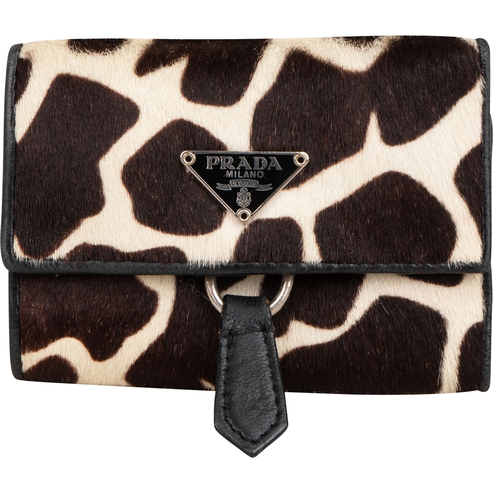 Prada Cavallino Animal Hair Giraffe Print Schlüsseletui