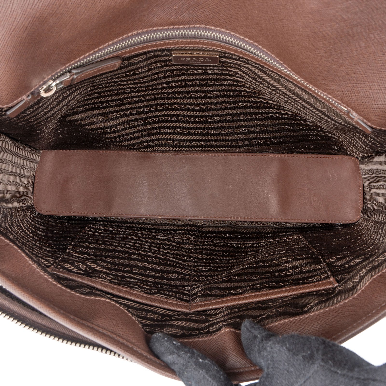 Prada Saffiano Leather Triangle Messenger Crossbody Bag